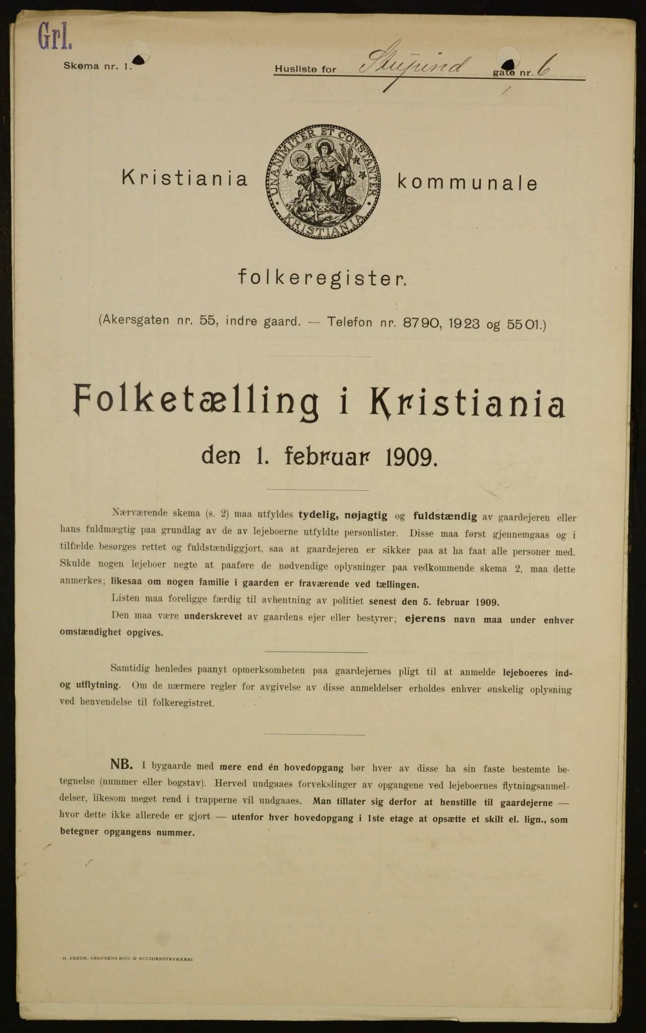 OBA, Municipal Census 1909 for Kristiania, 1909, p. 94593