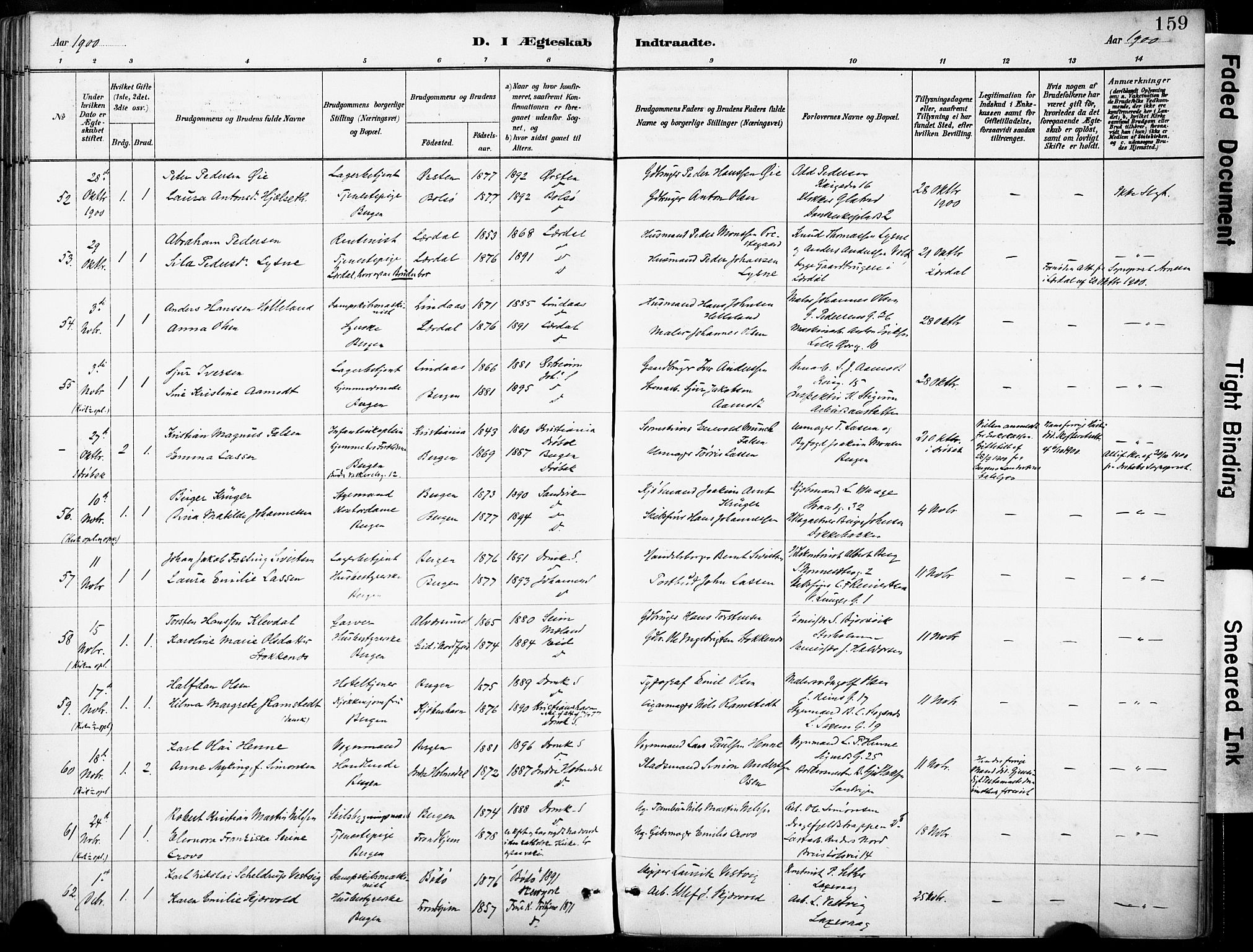 Domkirken sokneprestembete, AV/SAB-A-74801/H/Haa/L0037: Parish register (official) no. D 4, 1880-1907, p. 159