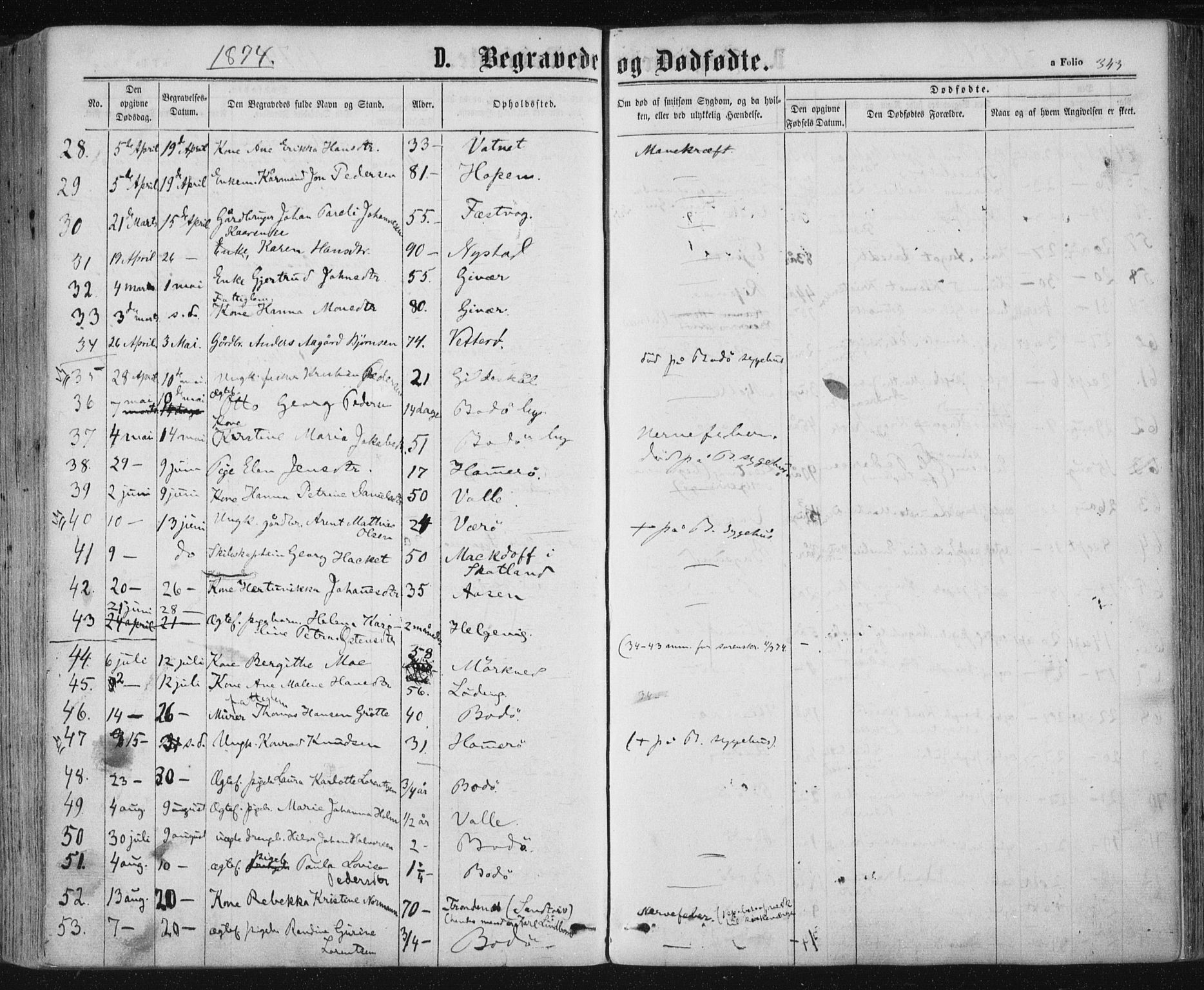 Ministerialprotokoller, klokkerbøker og fødselsregistre - Nordland, AV/SAT-A-1459/801/L0008: Parish register (official) no. 801A08, 1864-1875, p. 343