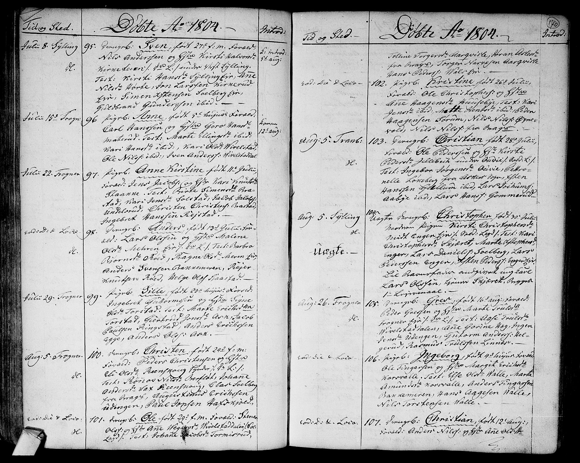 Lier kirkebøker, SAKO/A-230/F/Fa/L0007: Parish register (official) no. I 7, 1794-1813, p. 170