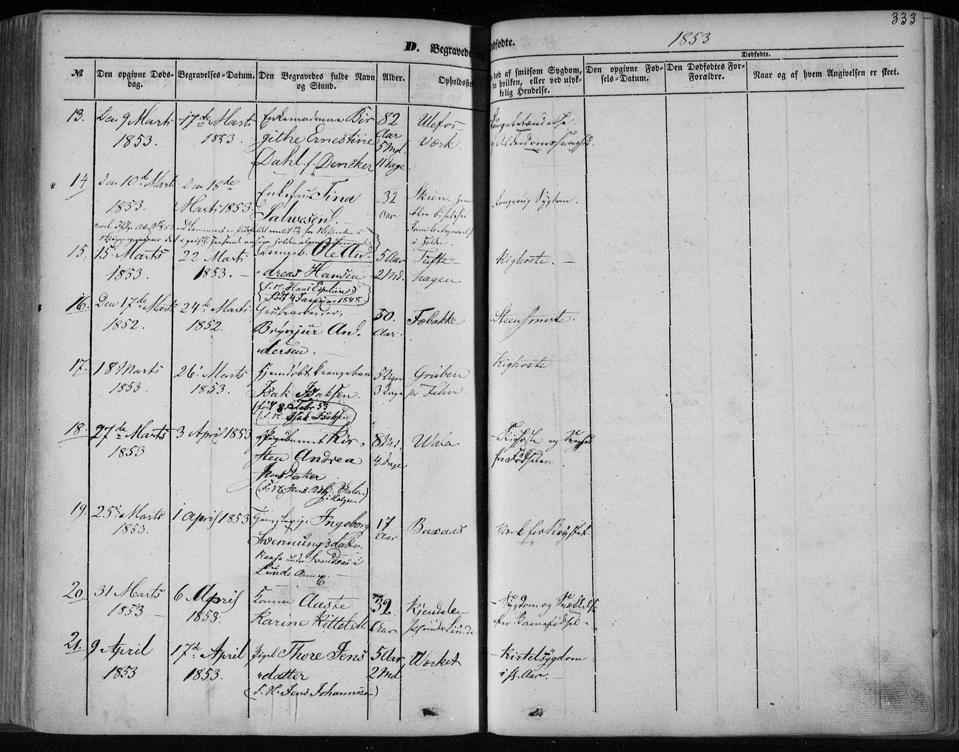 Holla kirkebøker, AV/SAKO-A-272/F/Fa/L0005: Parish register (official) no. 5, 1849-1860, p. 333