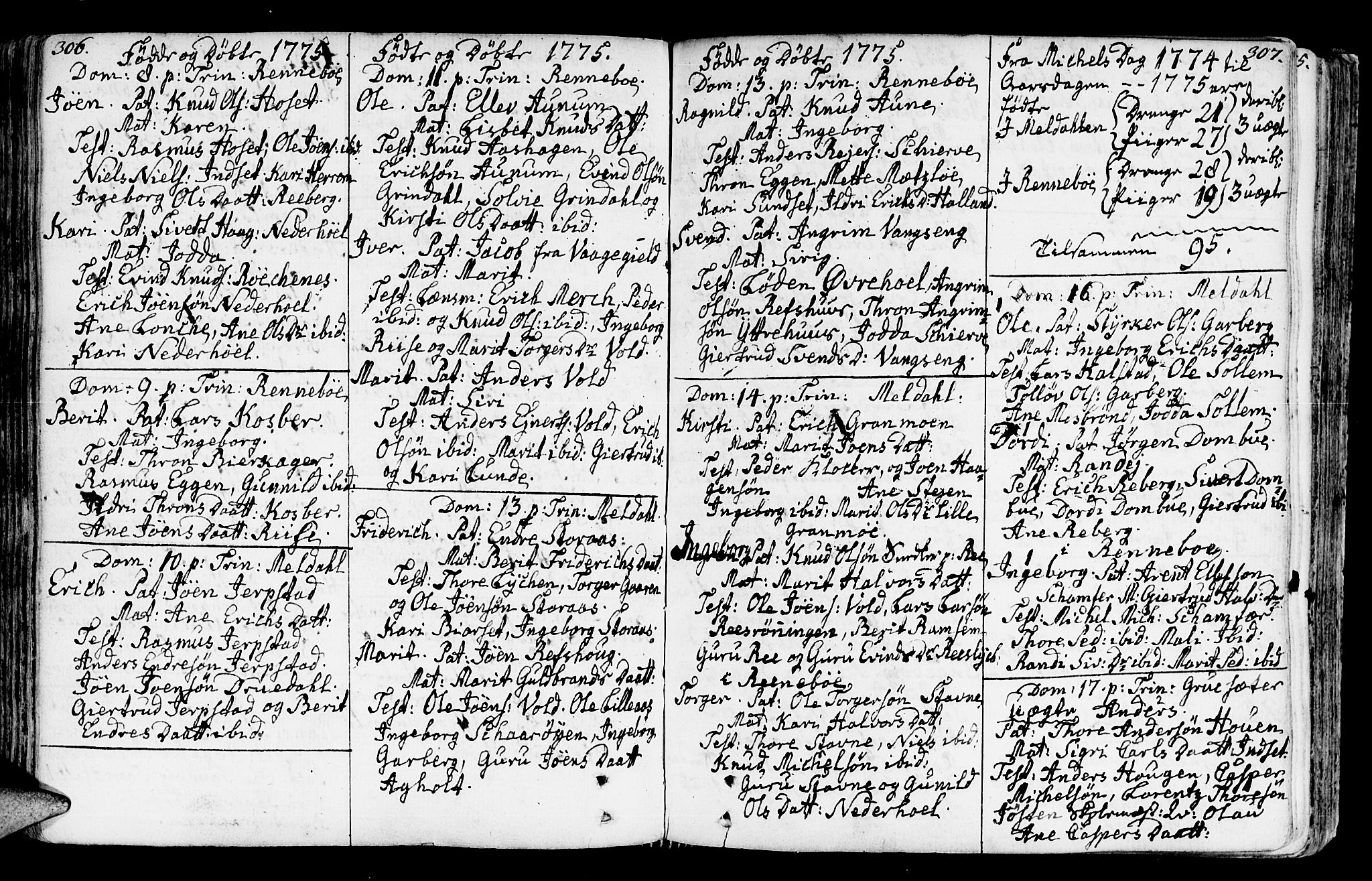 Ministerialprotokoller, klokkerbøker og fødselsregistre - Sør-Trøndelag, SAT/A-1456/672/L0851: Parish register (official) no. 672A04, 1751-1775, p. 306-307