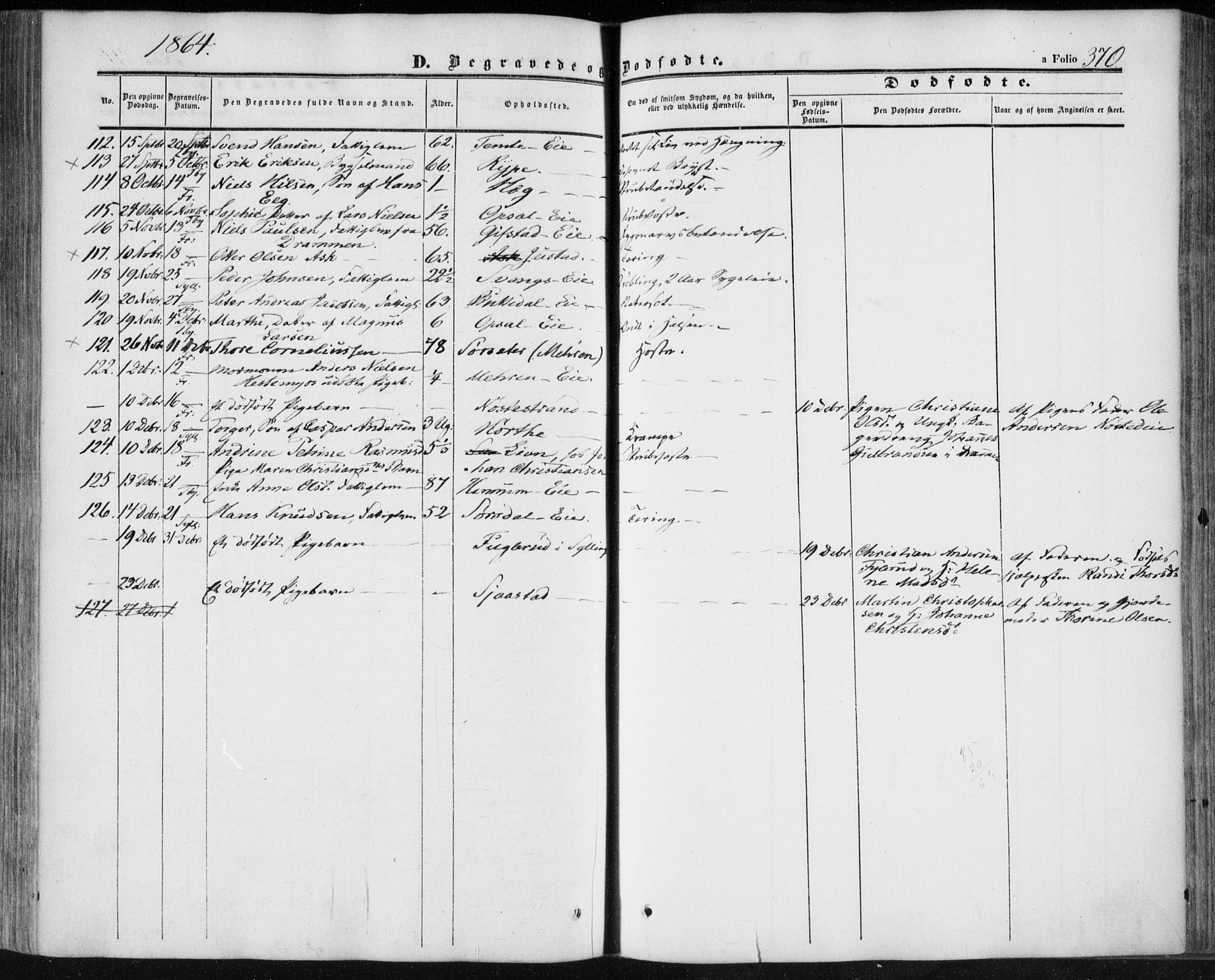 Lier kirkebøker, AV/SAKO-A-230/F/Fa/L0012: Parish register (official) no. I 12, 1854-1864, p. 370