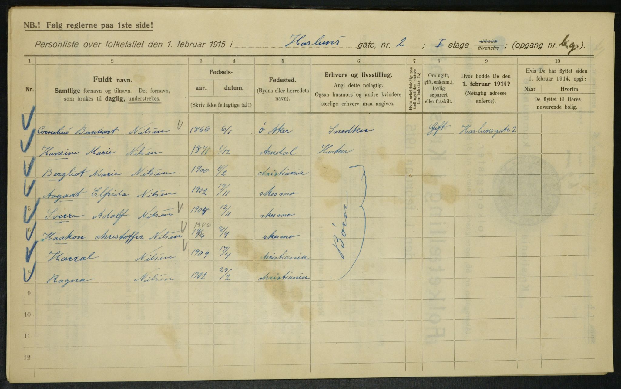 OBA, Municipal Census 1915 for Kristiania, 1915, p. 26268