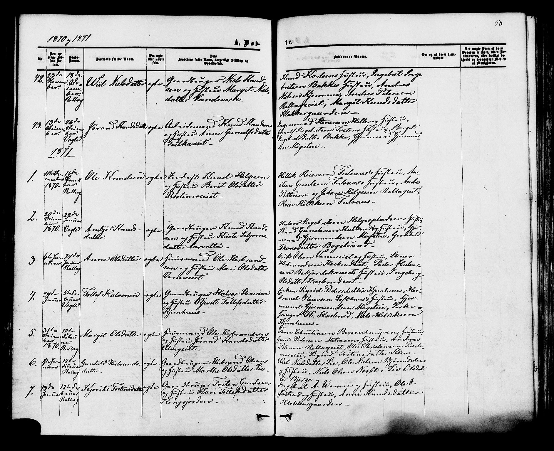 Rollag kirkebøker, SAKO/A-240/F/Fa/L0009: Parish register (official) no. I 9, 1860-1874, p. 50