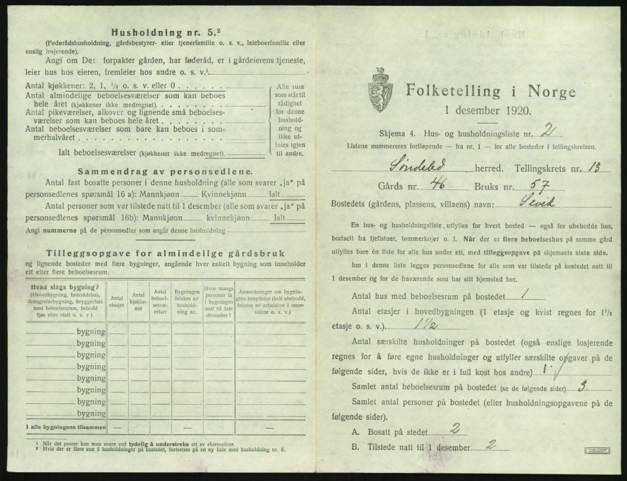 SAK, 1920 census for Søndeled, 1920, p. 1001