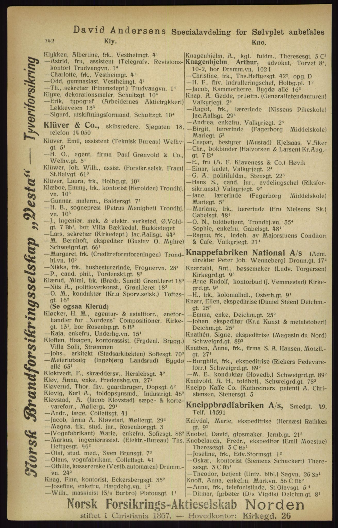 Kristiania/Oslo adressebok, PUBL/-, 1916, p. 742