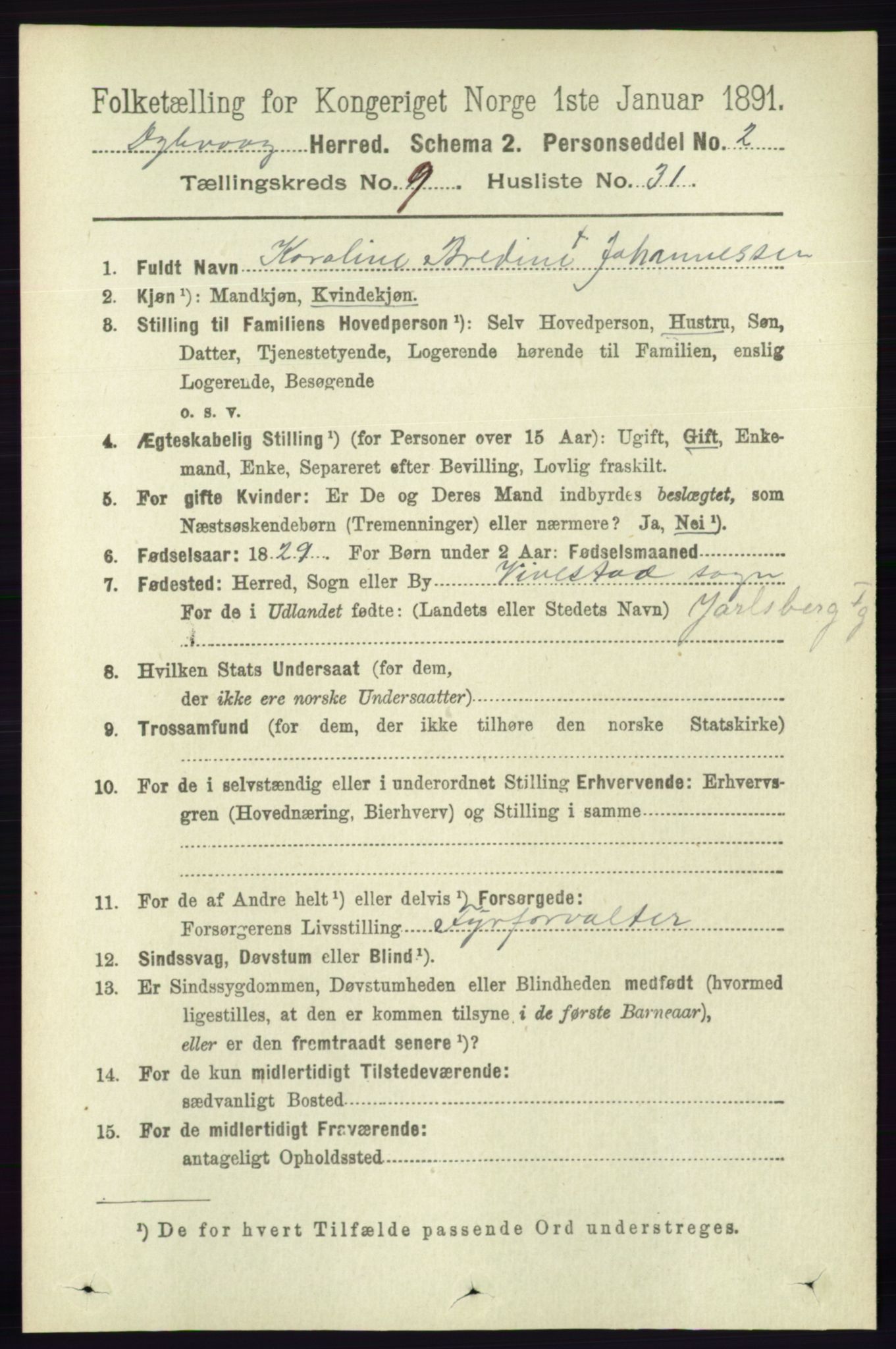 RA, 1891 census for 0915 Dypvåg, 1891, p. 3477