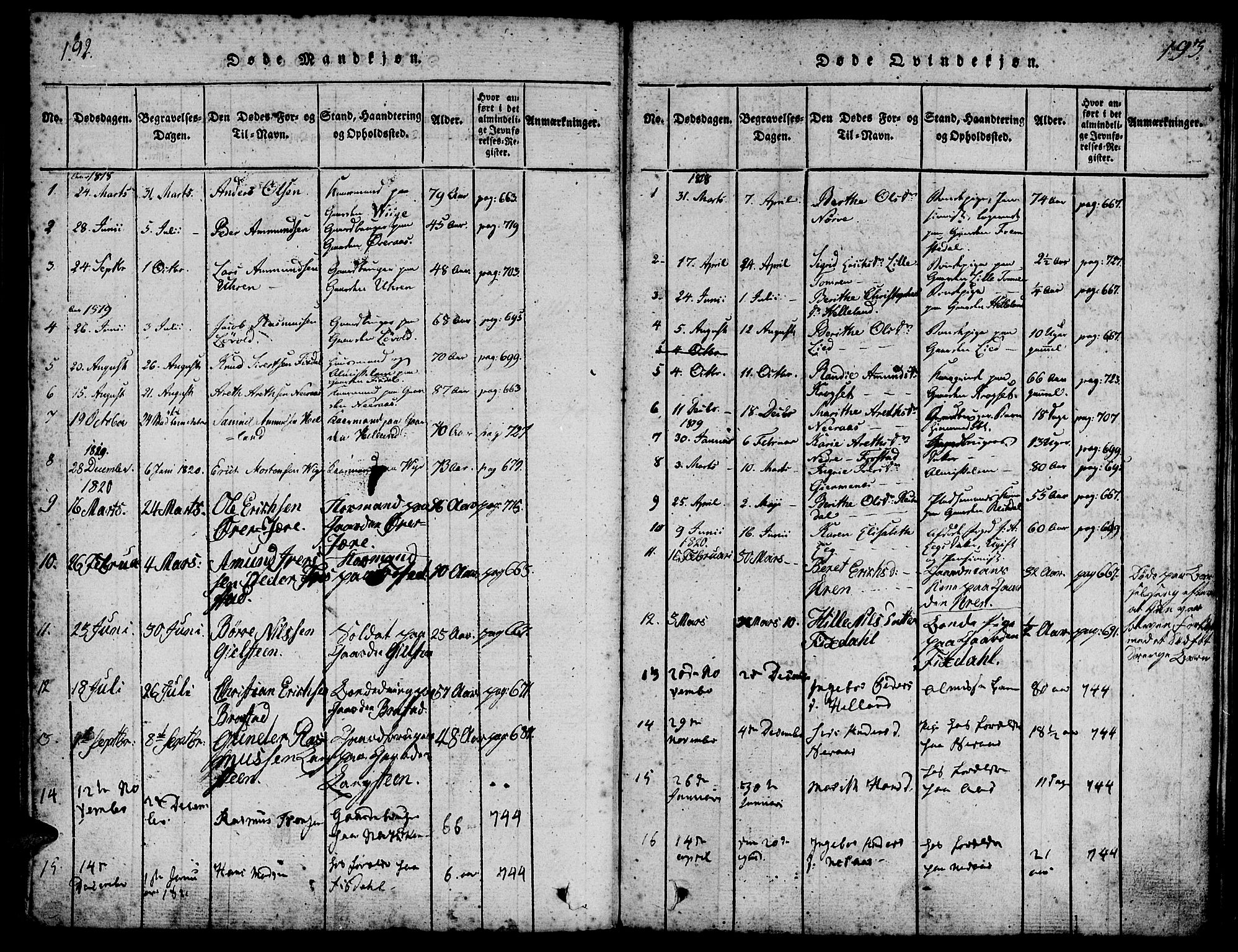 Ministerialprotokoller, klokkerbøker og fødselsregistre - Møre og Romsdal, SAT/A-1454/539/L0528: Parish register (official) no. 539A01, 1818-1847, p. 192-193