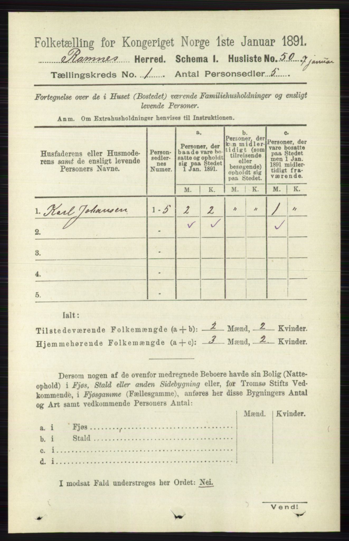 RA, 1891 census for 0718 Ramnes, 1891, p. 77