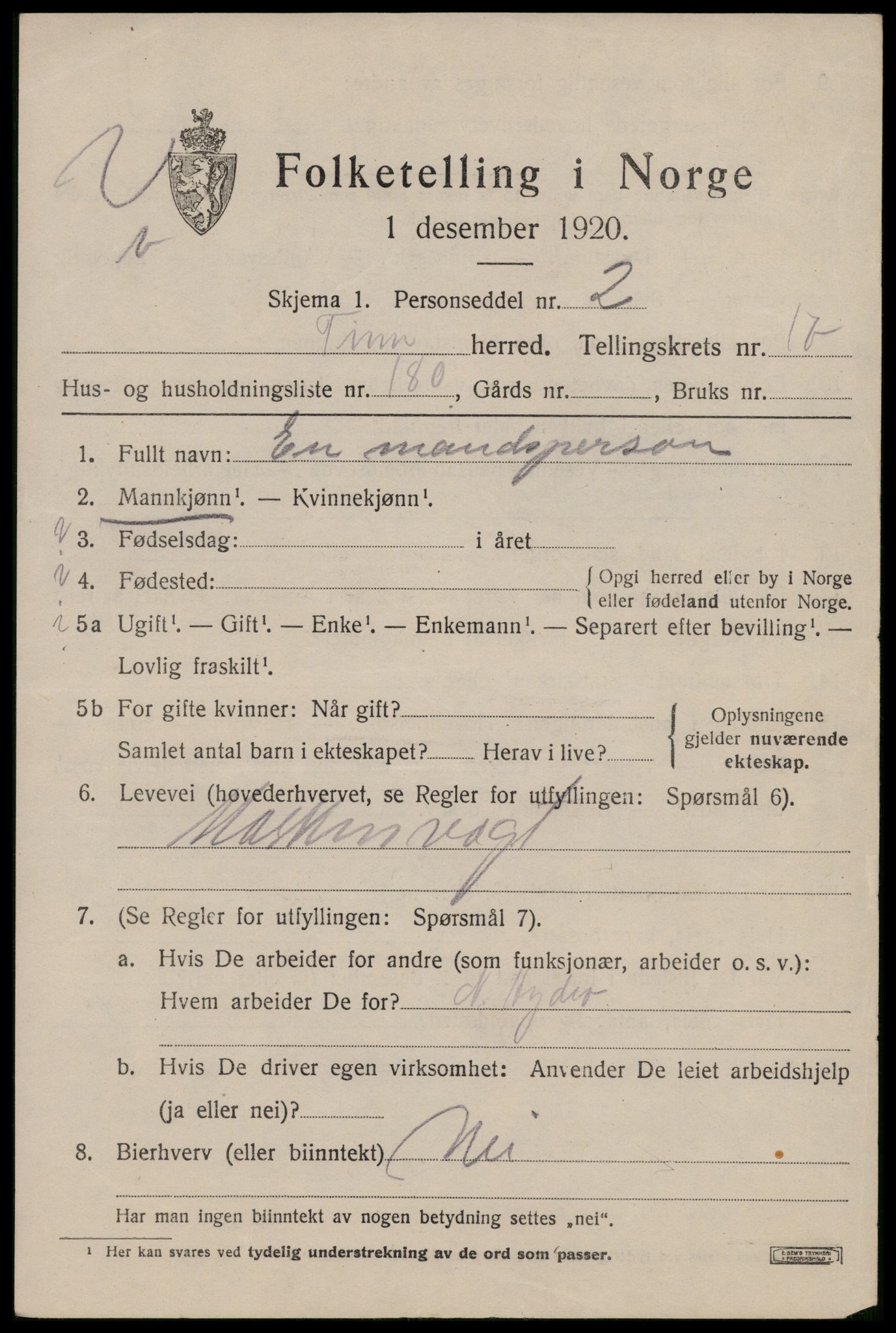 SAKO, 1920 census for Tinn, 1920, p. 23552