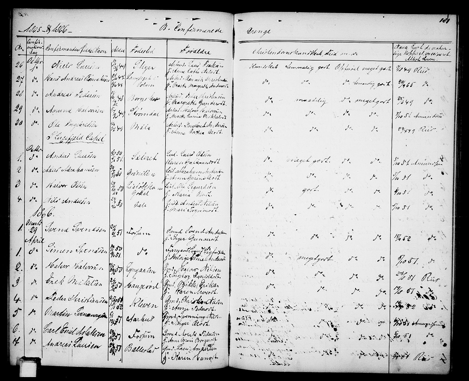 Gjerpen kirkebøker, SAKO/A-265/G/Ga/L0001: Parish register (copy) no. I 1, 1864-1882, p. 181