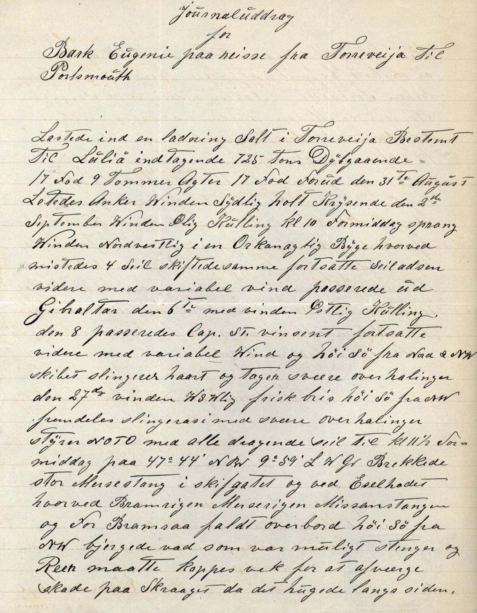 Pa 63 - Østlandske skibsassuranceforening, VEMU/A-1079/G/Ga/L0029/0006: Havaridokumenter / Alart, Aleyon, Agra, Dagmar, Minerva, Eugine, 1892