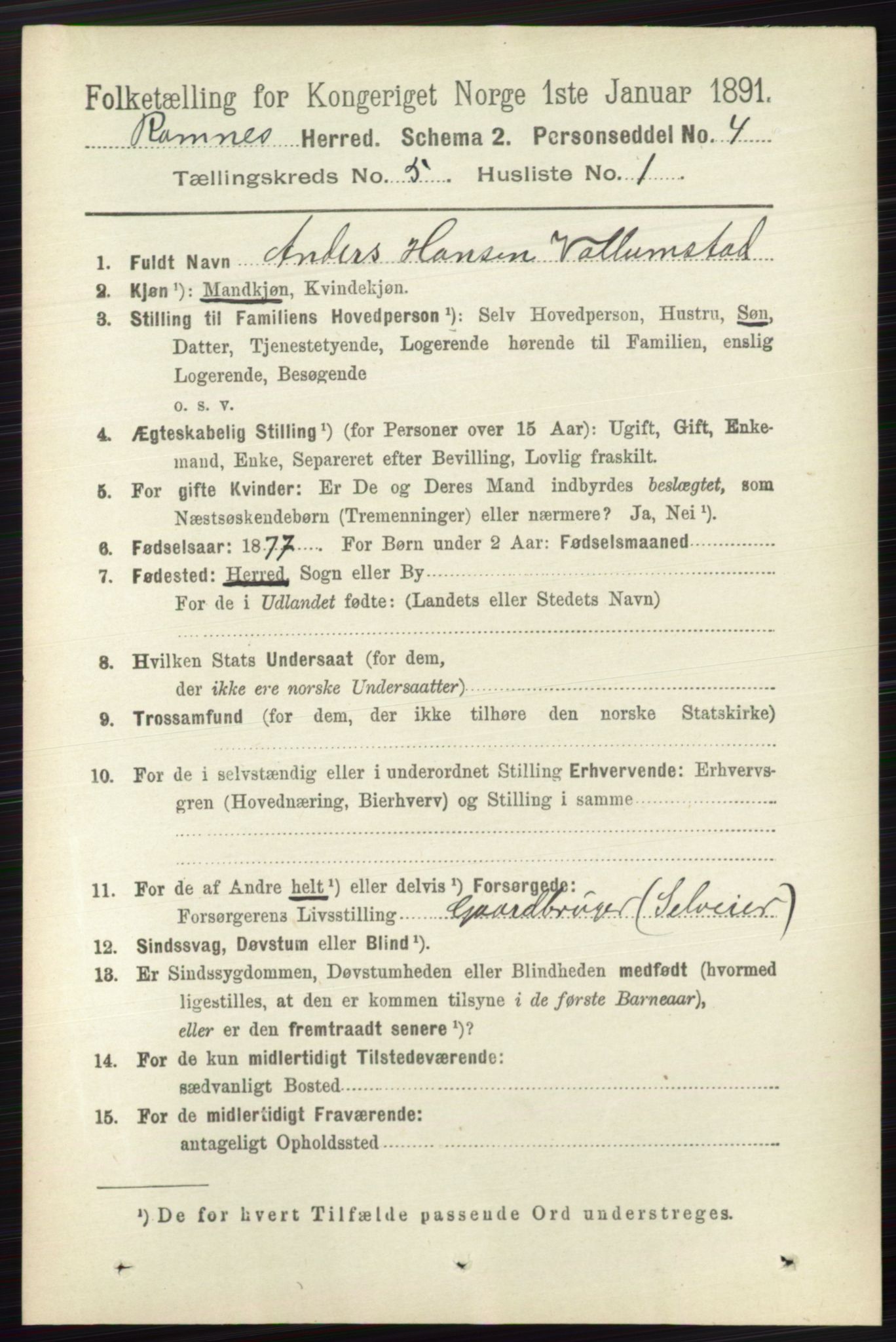 RA, 1891 census for 0718 Ramnes, 1891, p. 2547