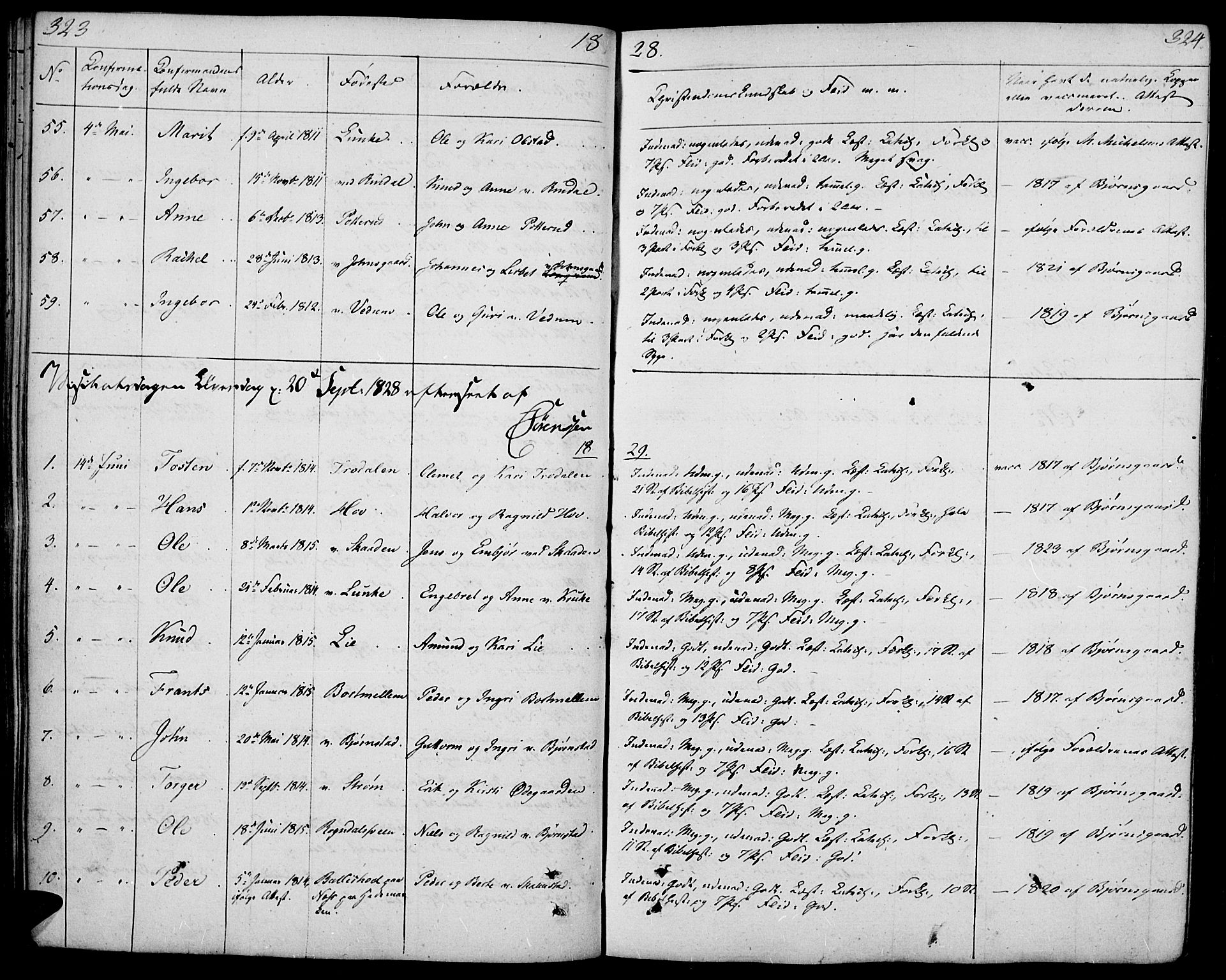 Øyer prestekontor, SAH/PREST-084/H/Ha/Haa/L0004: Parish register (official) no. 4, 1824-1841, p. 323-324