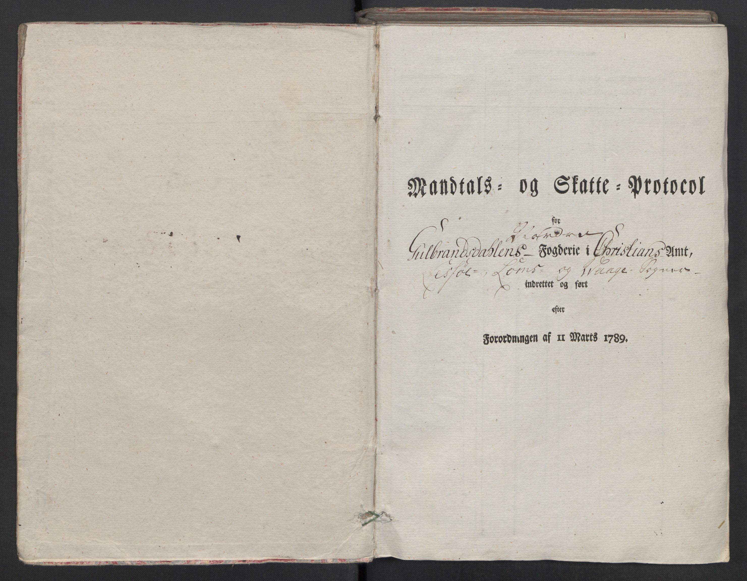 Rentekammeret inntil 1814, Reviderte regnskaper, Mindre regnskaper, AV/RA-EA-4068/Rf/Rfe/L0010: Fosen fogderi, Gudbrandsdalen fogderi, 1789, p. 241