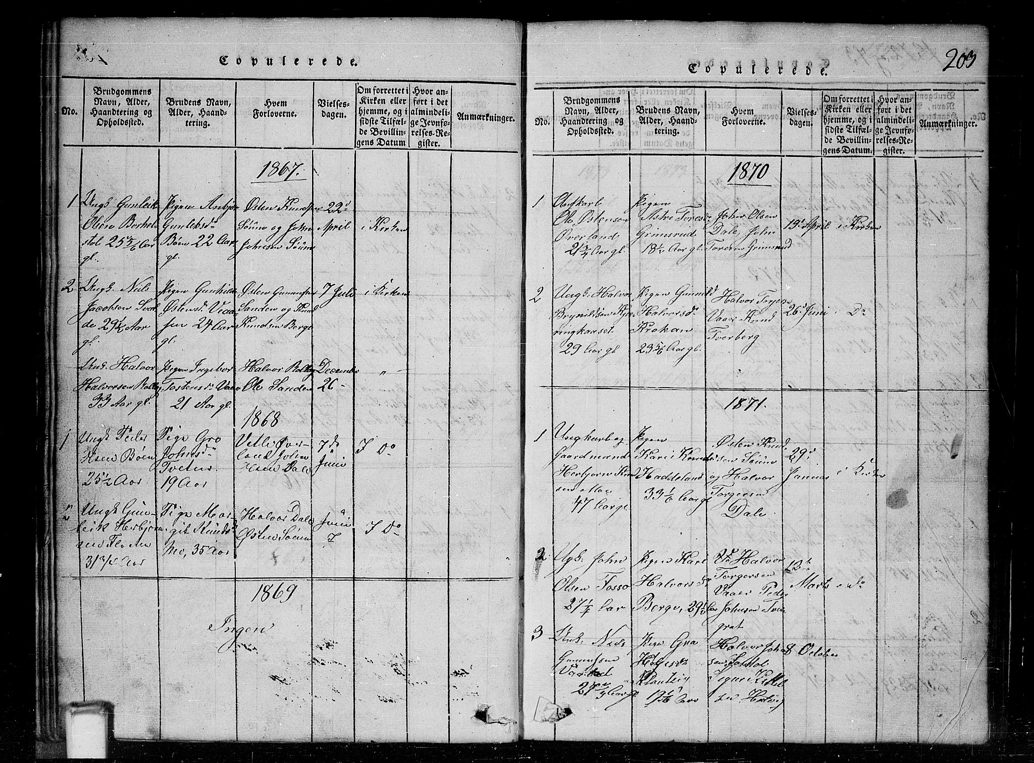 Tinn kirkebøker, SAKO/A-308/G/Gc/L0001: Parish register (copy) no. III 1, 1815-1879, p. 203