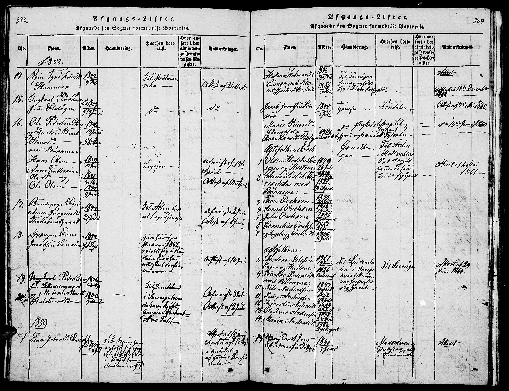 Tolga prestekontor, AV/SAH-PREST-062/L/L0001: Parish register (copy) no. 1, 1814-1877, p. 588-589