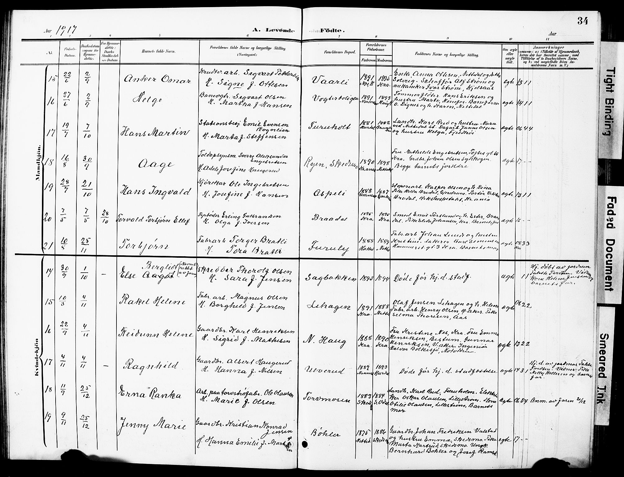 Nittedal prestekontor Kirkebøker, AV/SAO-A-10365a/G/Ga/L0003: Parish register (copy) no. I 3, 1902-1929, p. 34