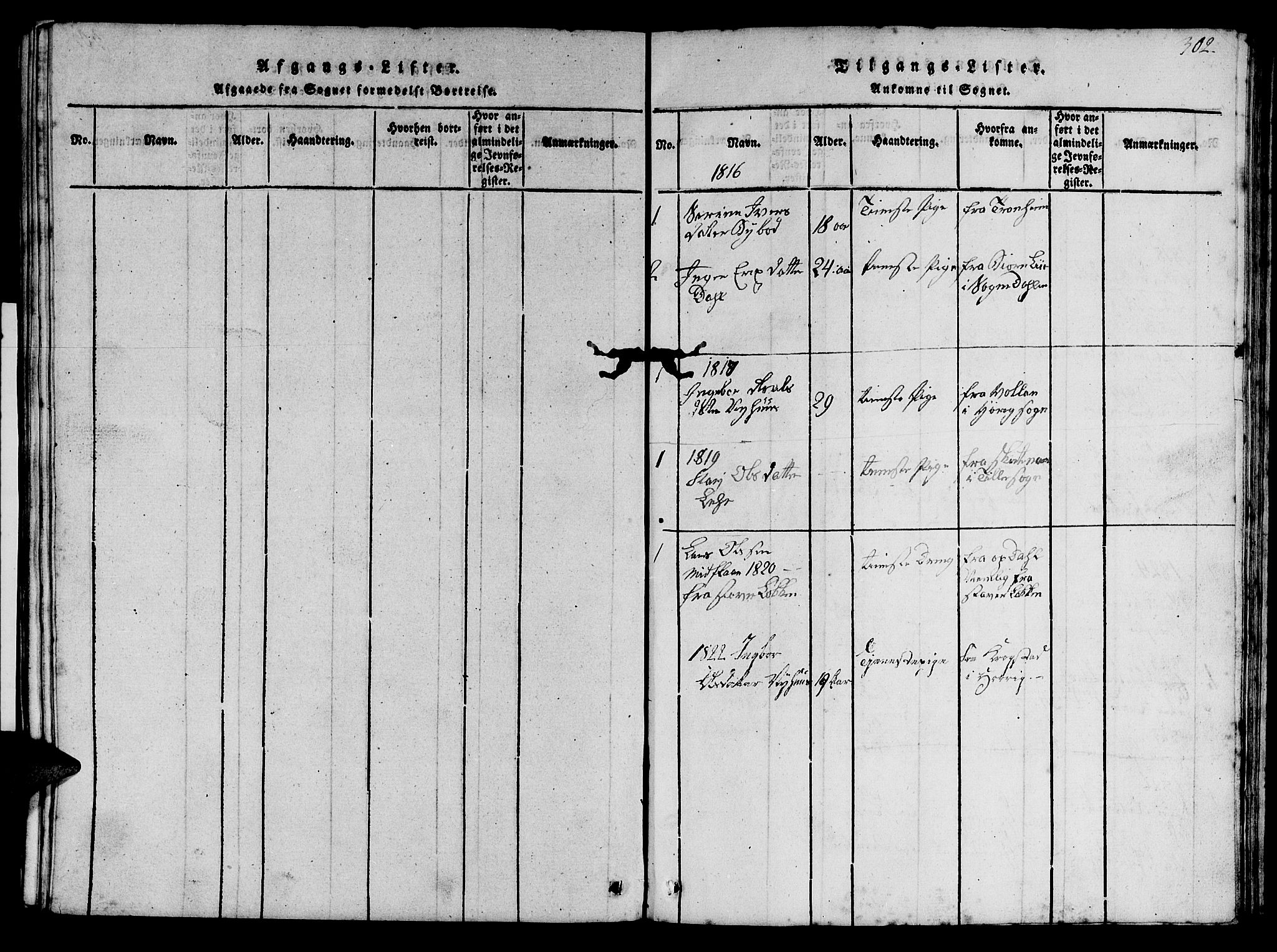 Ministerialprotokoller, klokkerbøker og fødselsregistre - Sør-Trøndelag, SAT/A-1456/693/L1121: Parish register (copy) no. 693C02, 1816-1869, p. 302