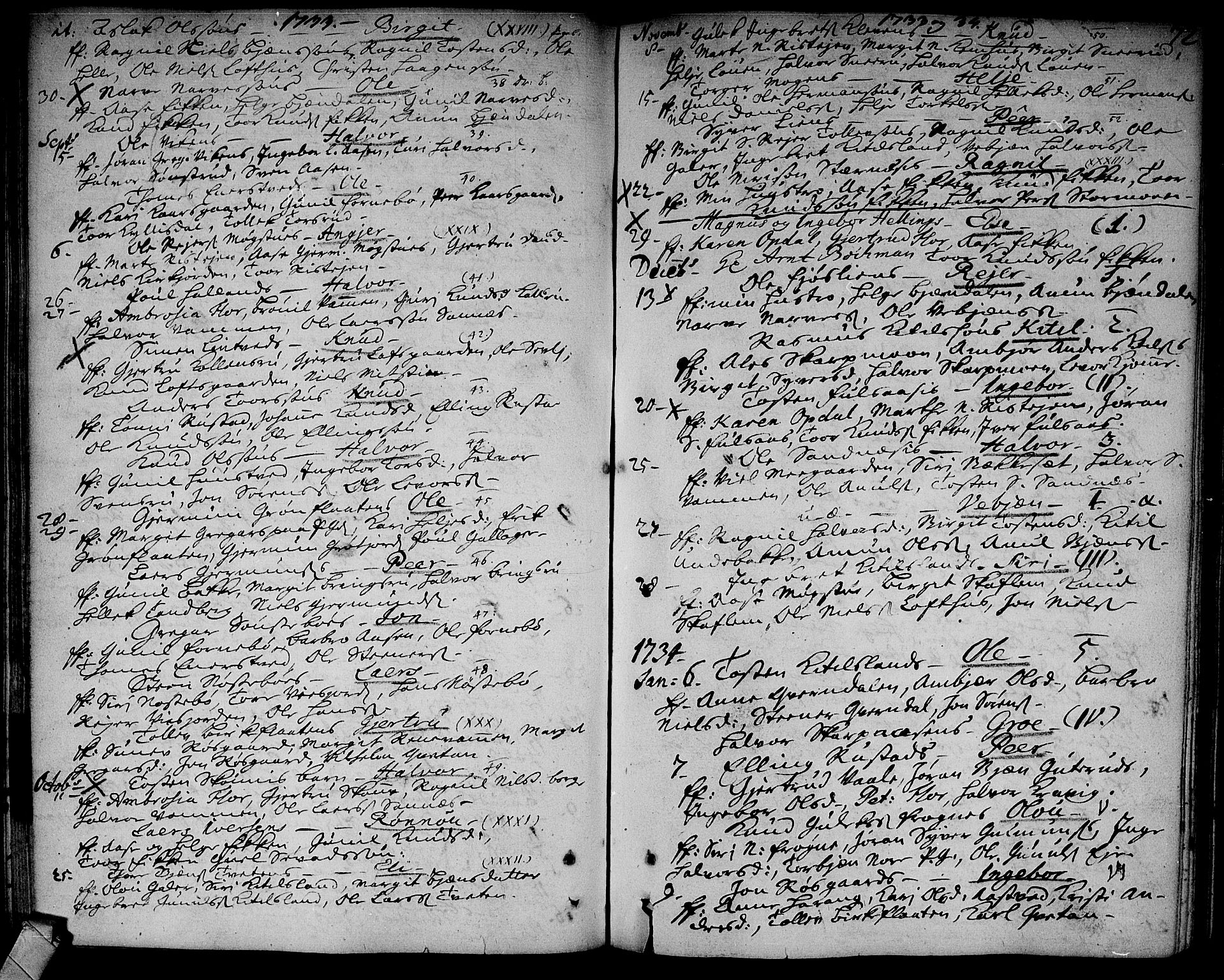 Rollag kirkebøker, SAKO/A-240/F/Fa/L0002: Parish register (official) no. I 2, 1714-1742, p. 72