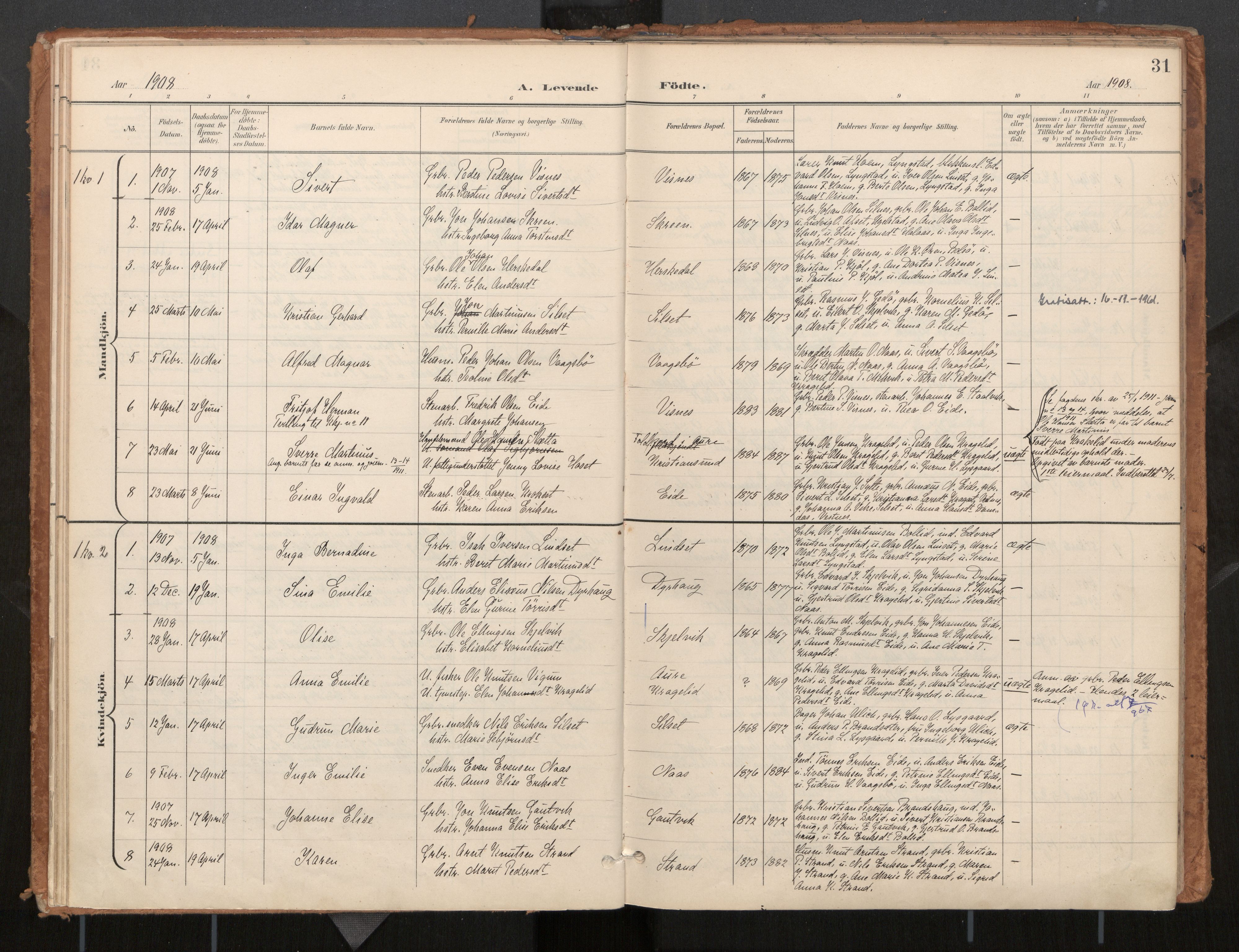 Ministerialprotokoller, klokkerbøker og fødselsregistre - Møre og Romsdal, SAT/A-1454/571/L0836a: Parish register (official) no. 571A02, 1898-1910, p. 31
