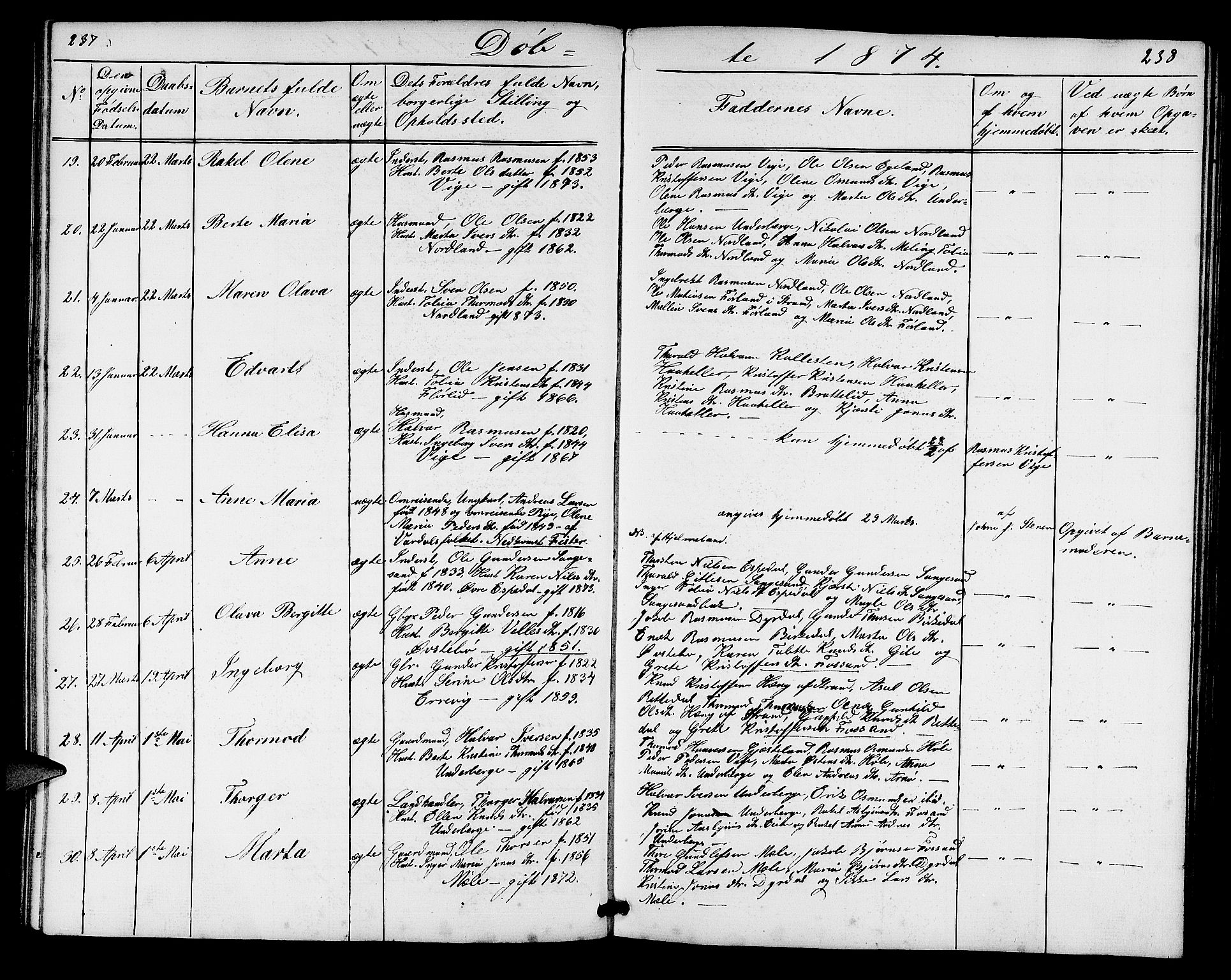 Høgsfjord sokneprestkontor, AV/SAST-A-101624/H/Ha/Hab/L0002: Parish register (copy) no. B 2, 1855-1882, p. 237-238