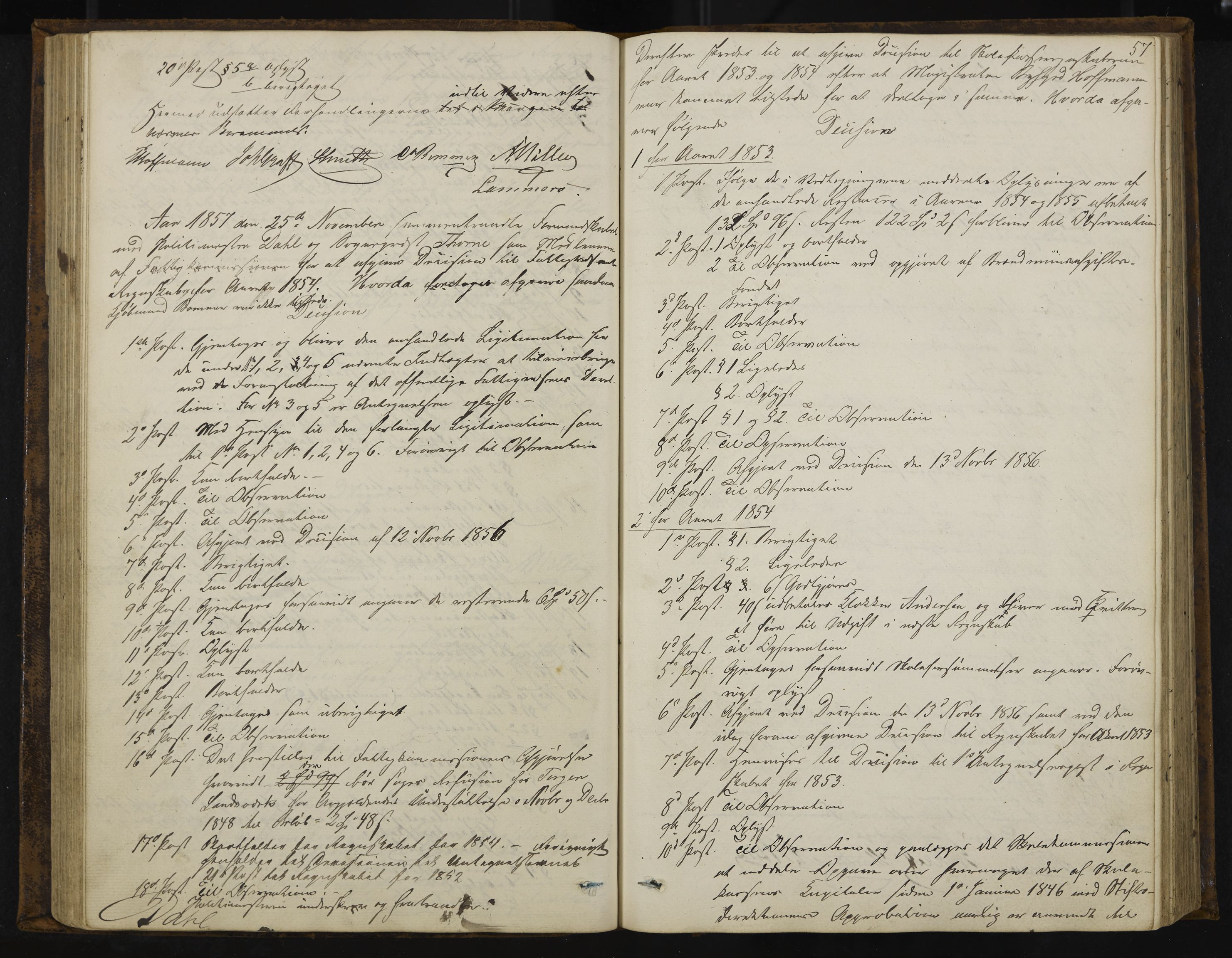 Kongsberg formannskap og sentraladministrasjon, IKAK/0604021-1/A/L0003: Møtebok med register, 1856-1861, p. 57