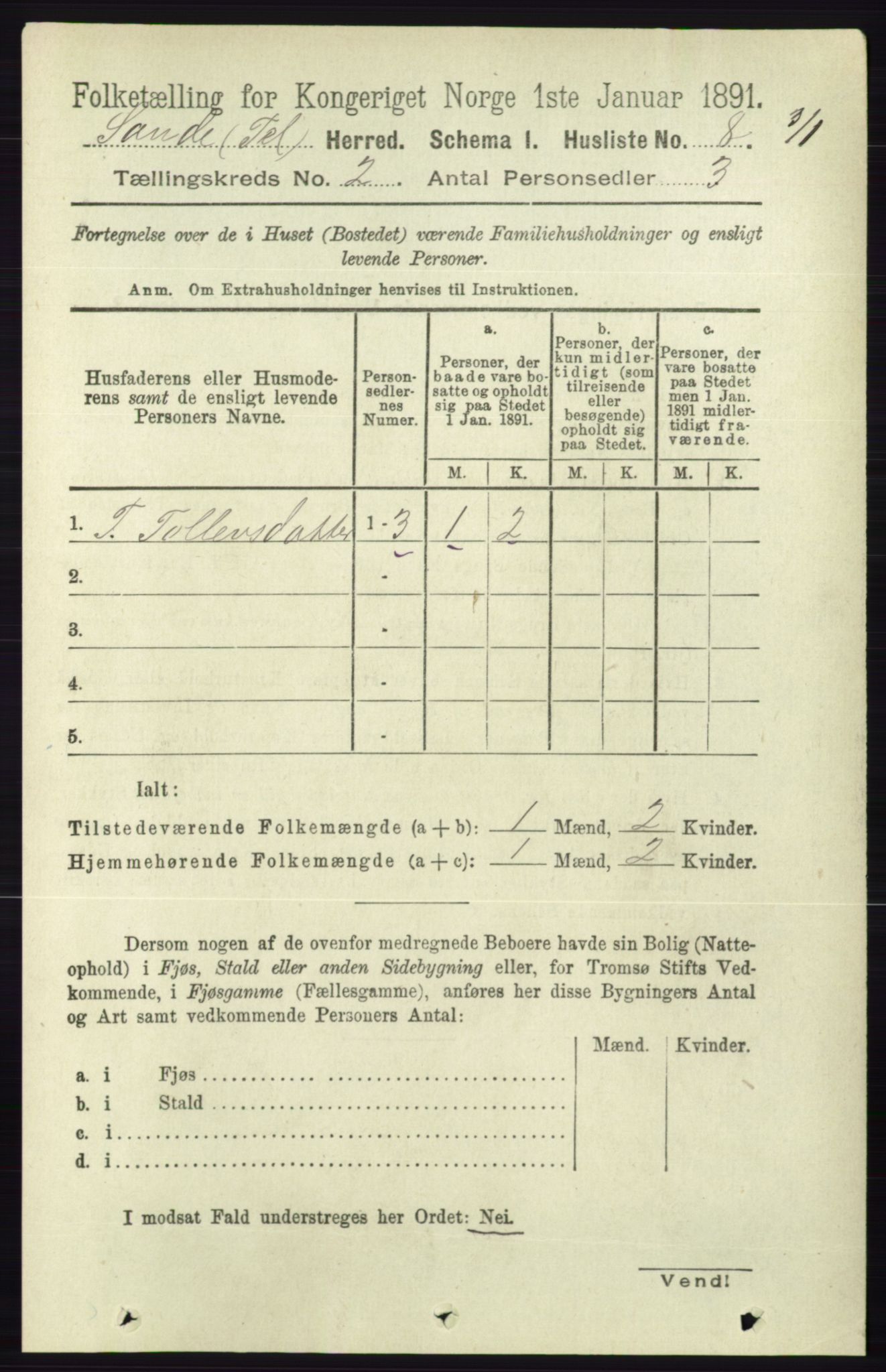 RA, 1891 census for 0822 Sauherad, 1891, p. 396