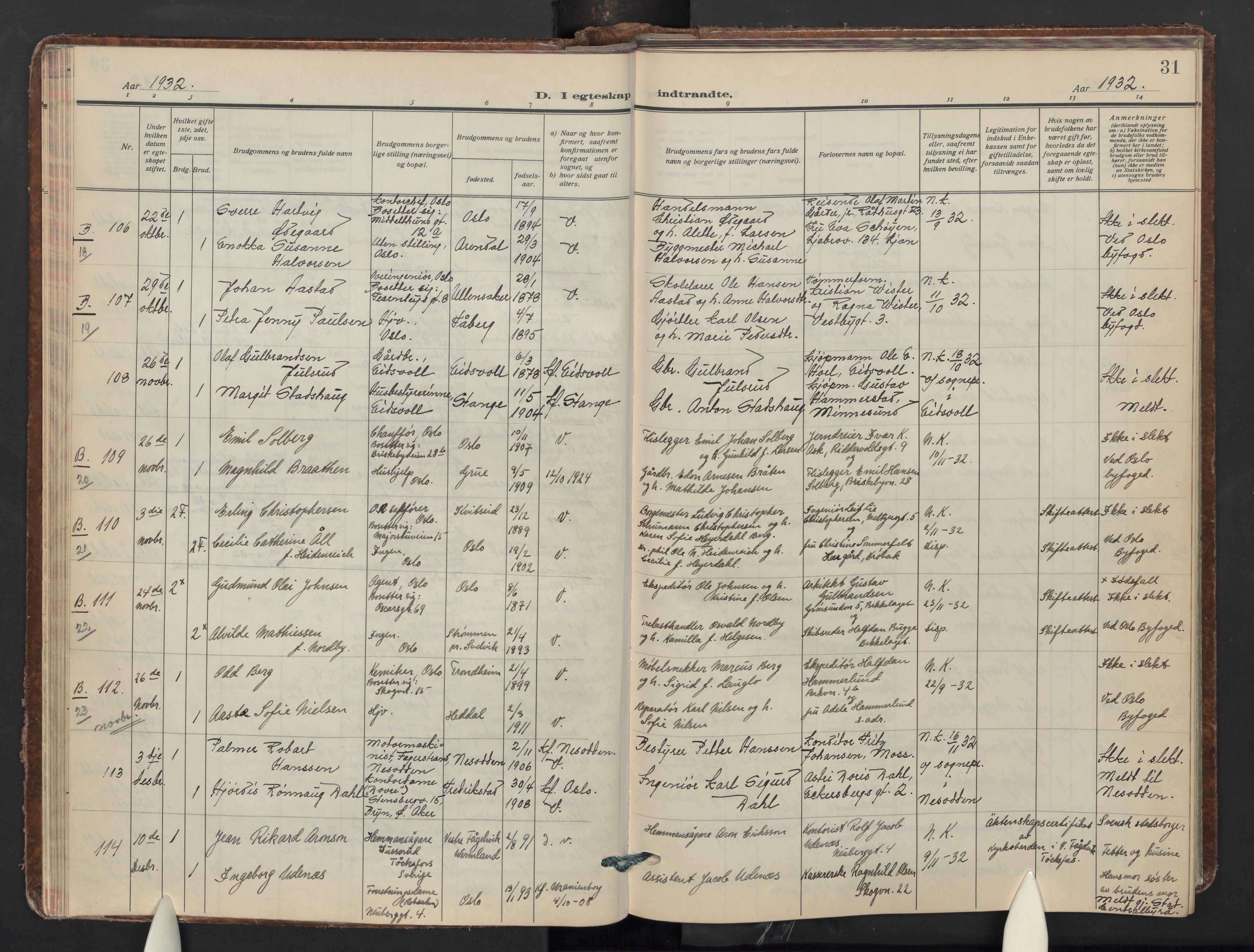 Uranienborg prestekontor Kirkebøker, AV/SAO-A-10877/F/Fa/L0017: Parish register (official) no. I 17, 1930-1940, p. 31