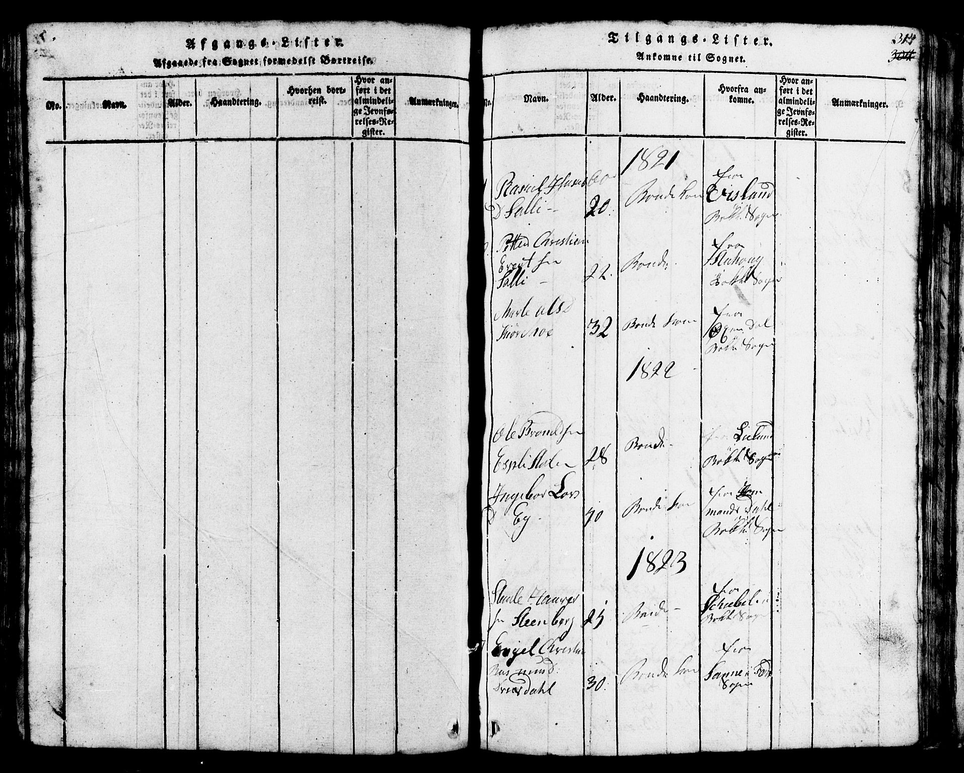 Lund sokneprestkontor, SAST/A-101809/S07/L0002: Parish register (copy) no. B 2, 1816-1832, p. 314