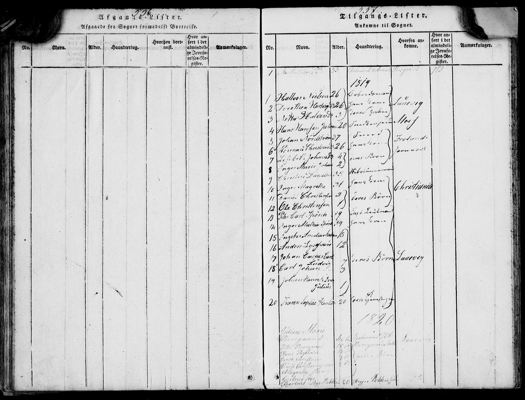 Larvik kirkebøker, AV/SAKO-A-352/F/Fb/L0002: Parish register (official) no. II 2, 1818-1842, p. 556-557