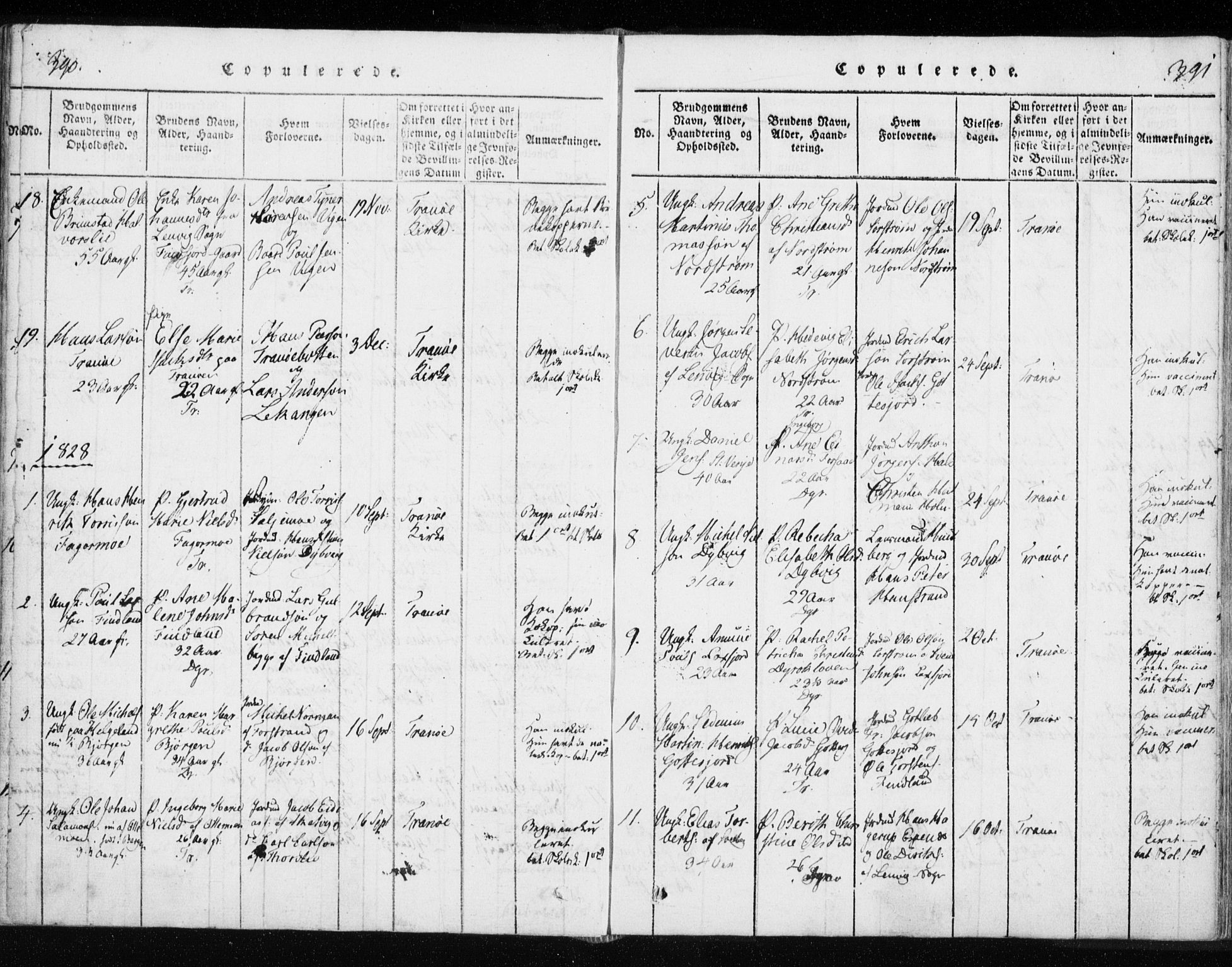 Tranøy sokneprestkontor, SATØ/S-1313/I/Ia/Iaa/L0004kirke: Parish register (official) no. 4, 1820-1829, p. 390-391