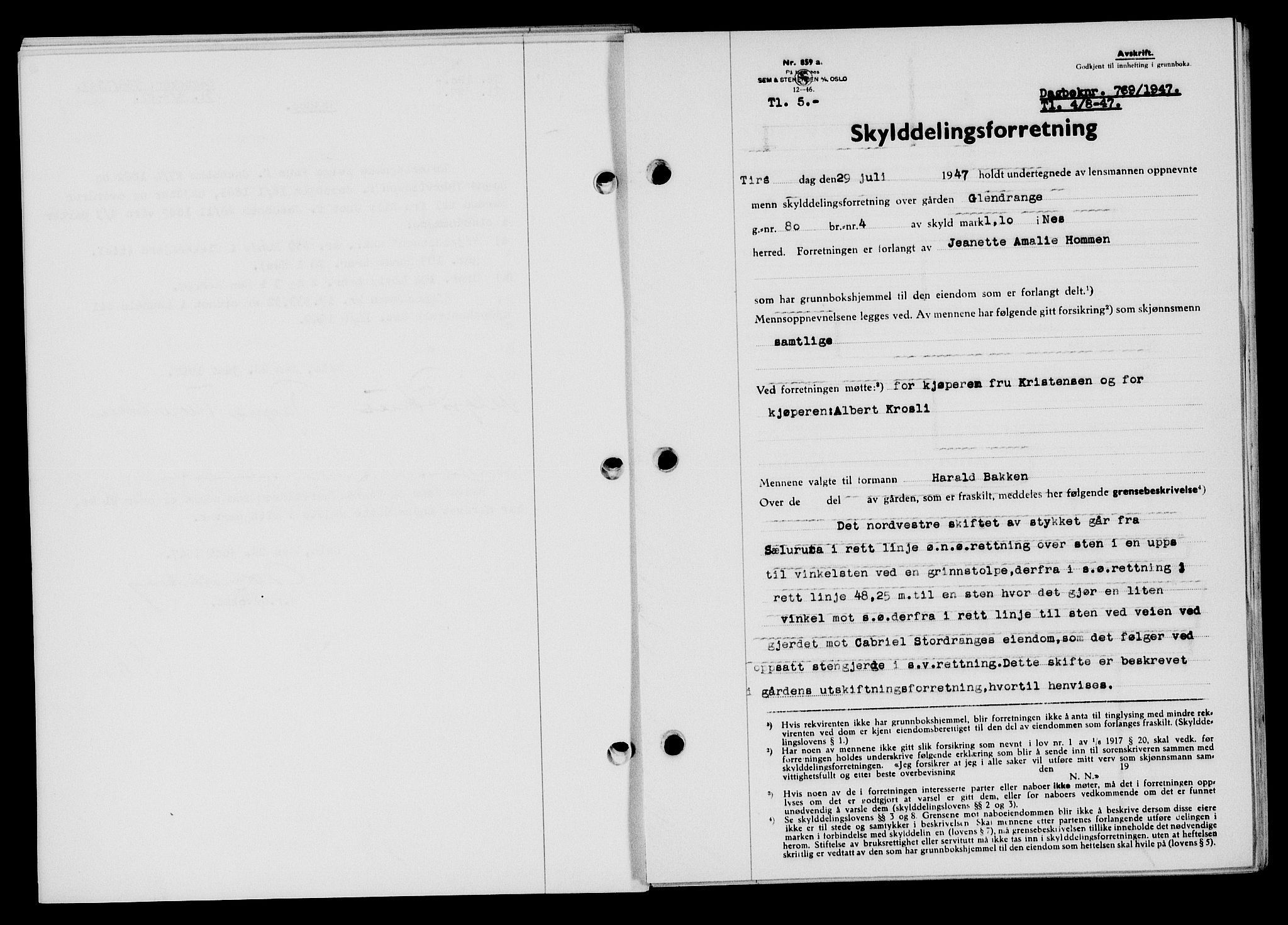 Flekkefjord sorenskriveri, SAK/1221-0001/G/Gb/Gba/L0062: Mortgage book no. A-10, 1947-1947, Diary no: : 769/1947