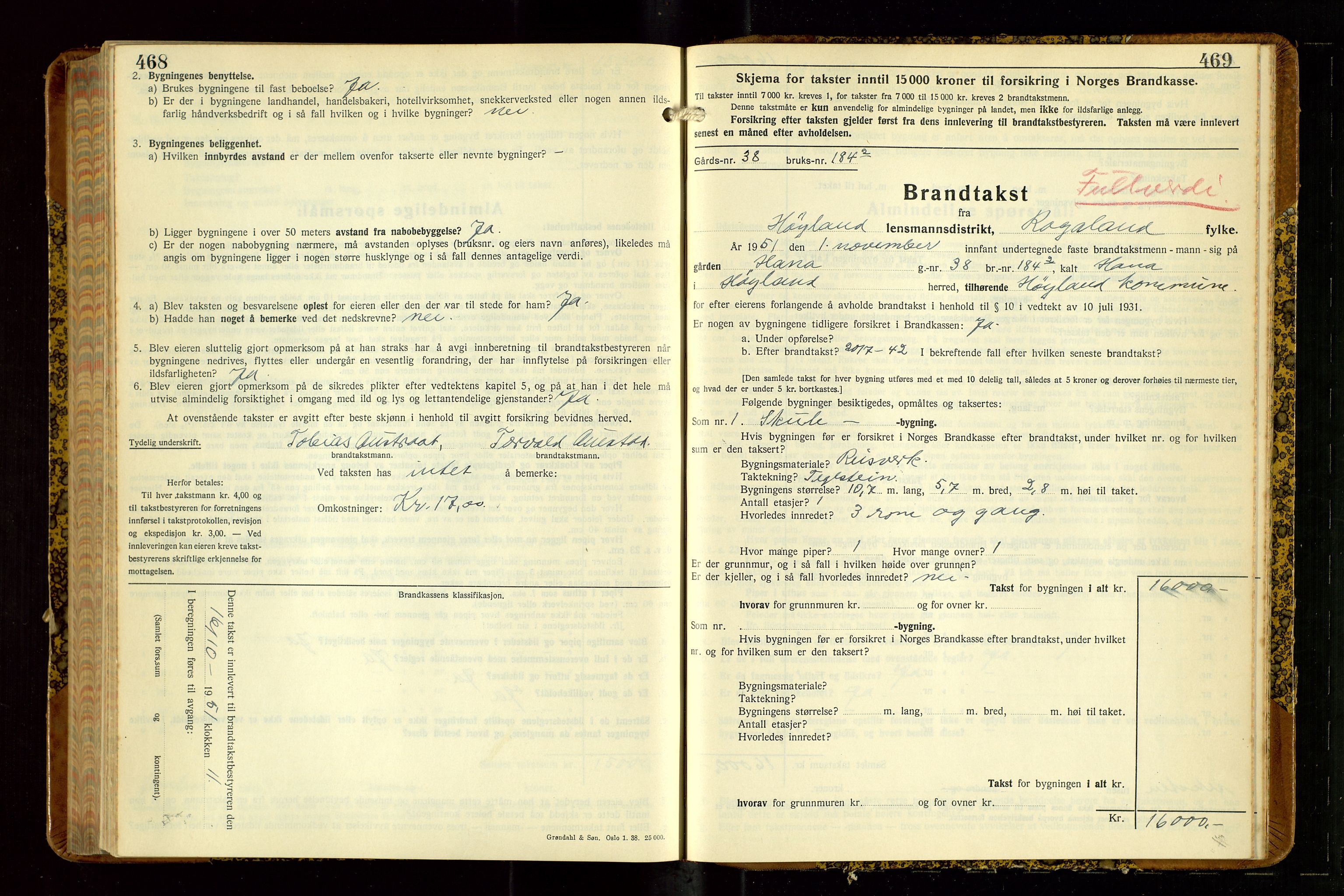 Høyland/Sandnes lensmannskontor, AV/SAST-A-100166/Gob/L0008: "Branntakstprotokoll", 1940-1952, p. 468-469