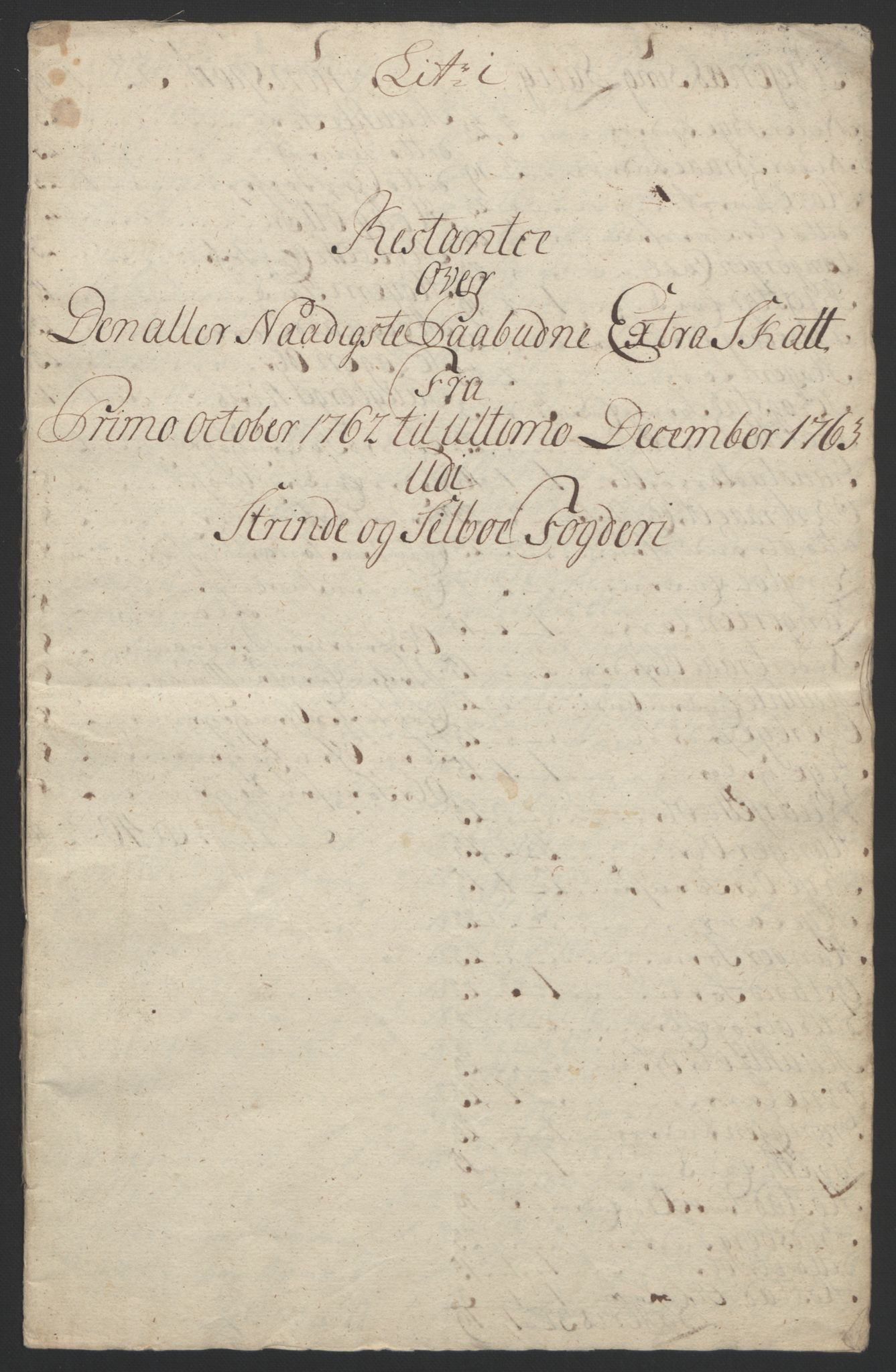 Rentekammeret inntil 1814, Reviderte regnskaper, Fogderegnskap, RA/EA-4092/R61/L4180: Ekstraskatten Strinda og Selbu, 1762-1767, p. 33