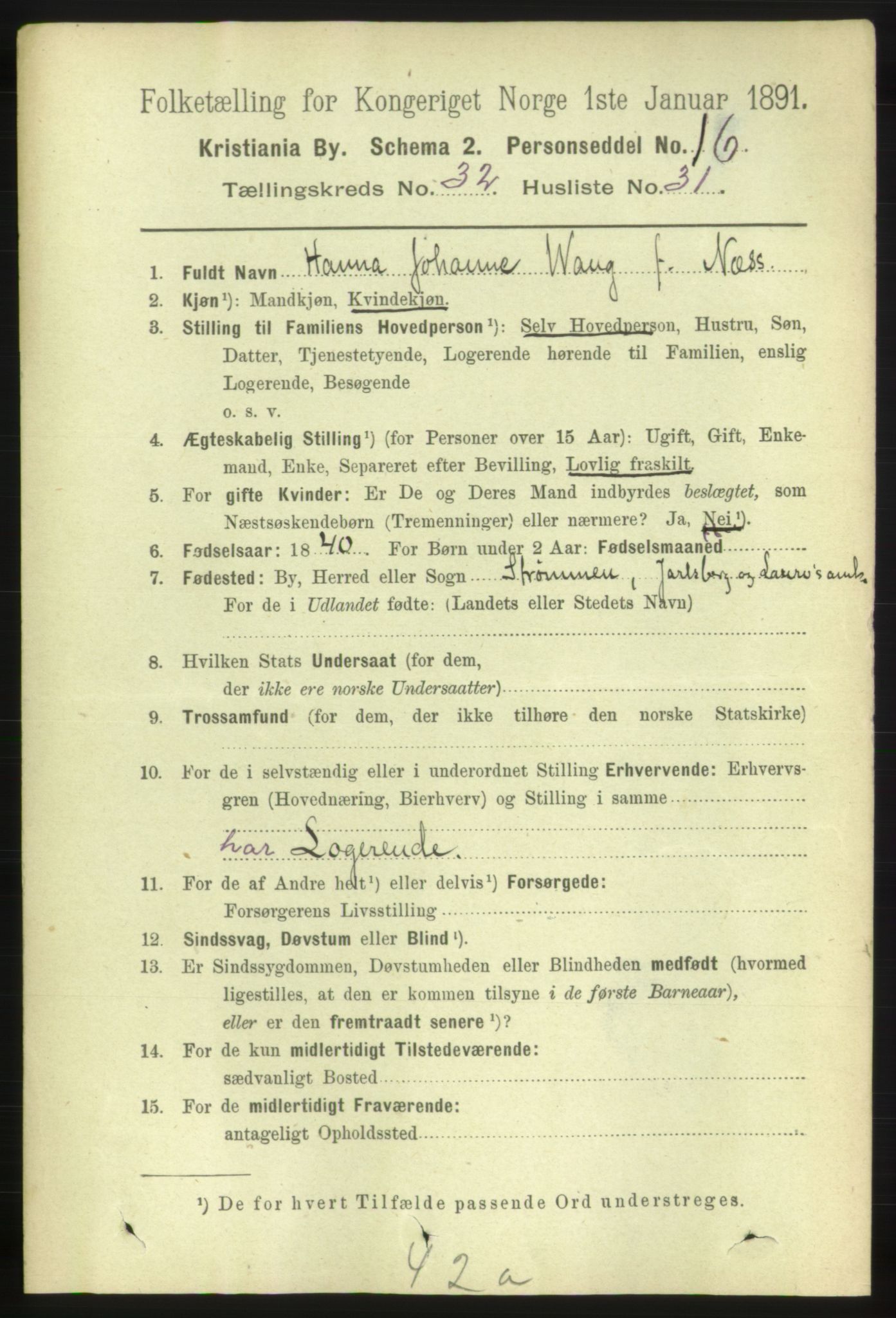 RA, 1891 census for 0301 Kristiania, 1891, p. 17461