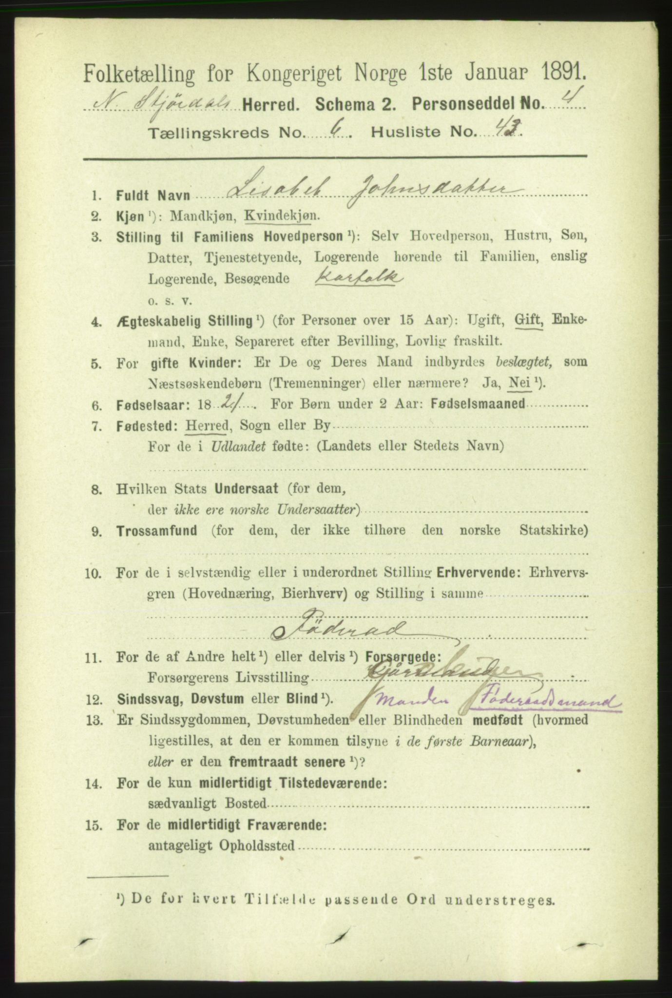 RA, 1891 census for 1714 Nedre Stjørdal, 1891, p. 2817