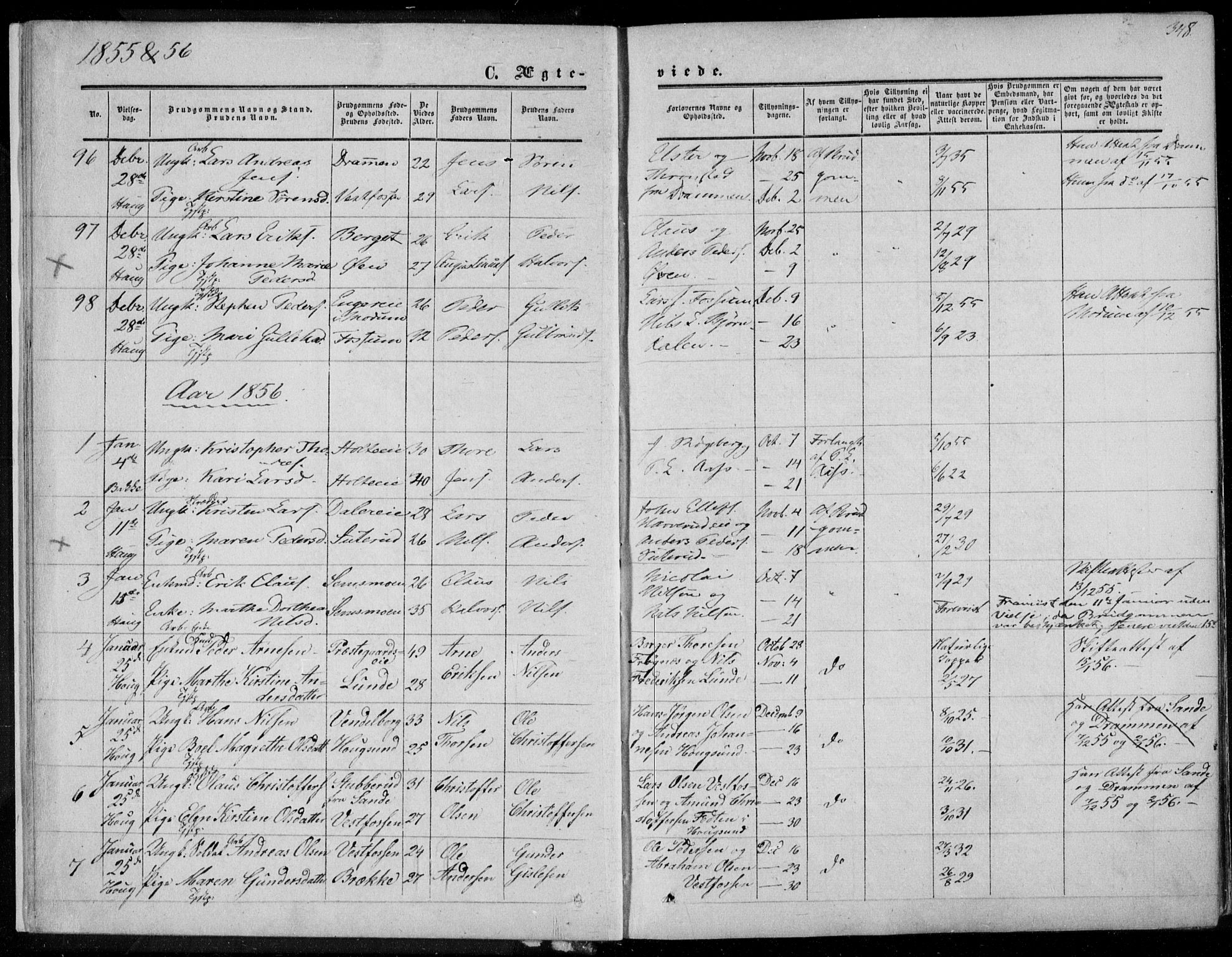 Eiker kirkebøker, AV/SAKO-A-4/F/Fa/L0015b: Parish register (official) no. I 15B, 1854-1860, p. 348