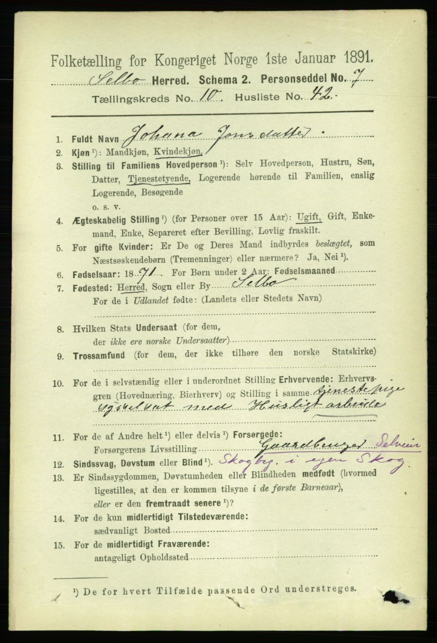 RA, 1891 census for 1664 Selbu, 1891, p. 3925