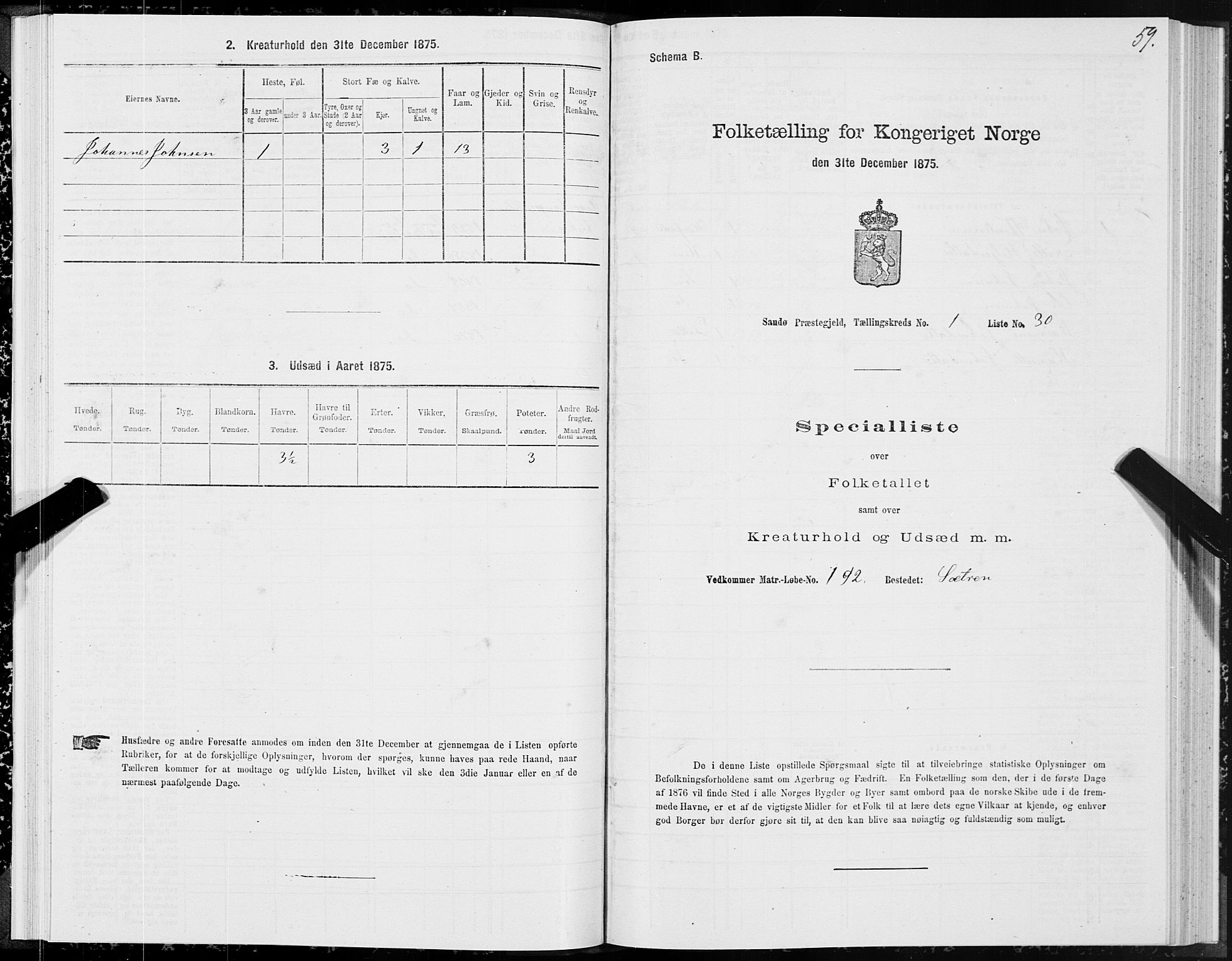 SAT, 1875 census for 1514P Sande, 1875, p. 1059