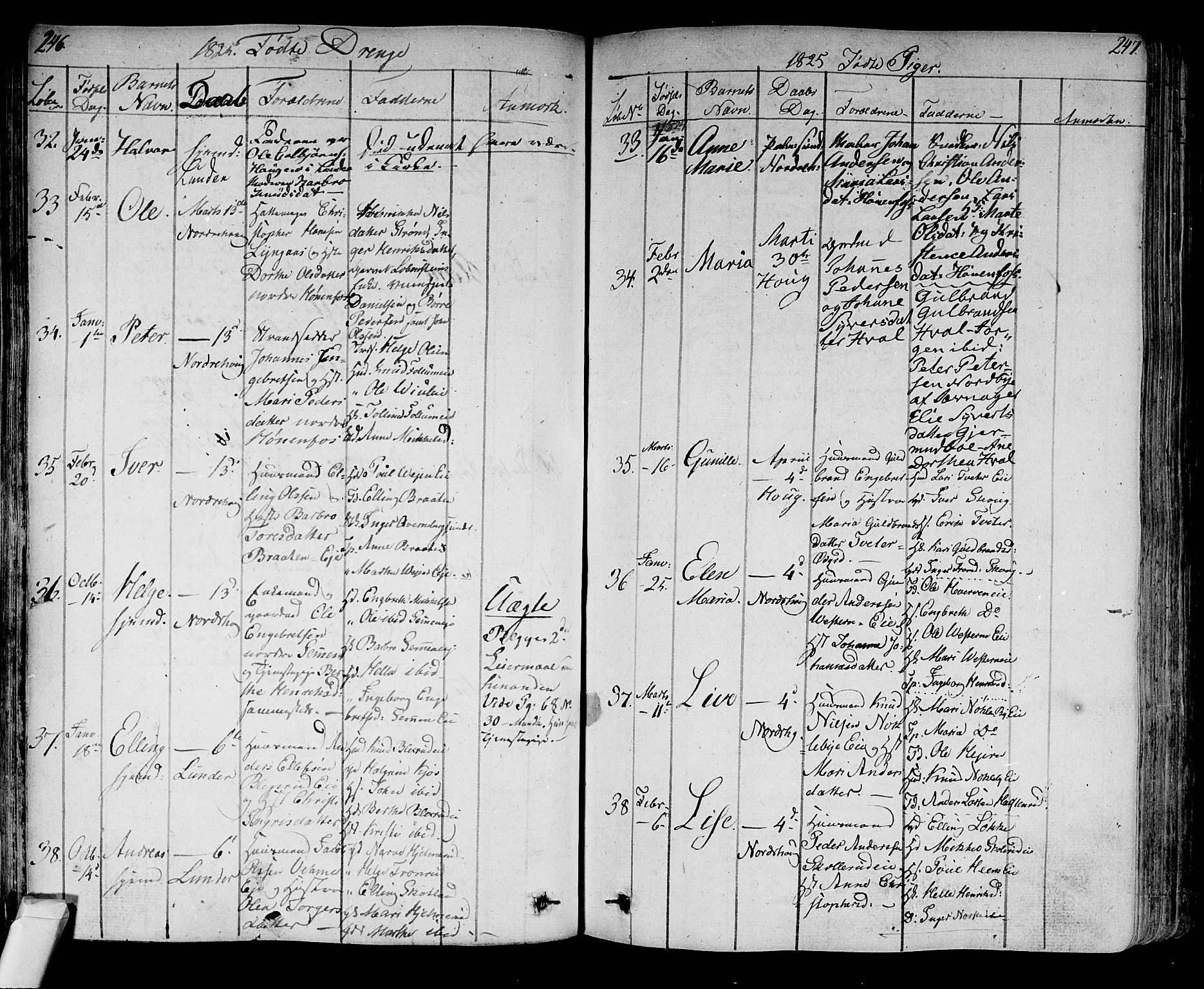 Norderhov kirkebøker, SAKO/A-237/F/Fa/L0009: Parish register (official) no. 9, 1819-1837, p. 246-247