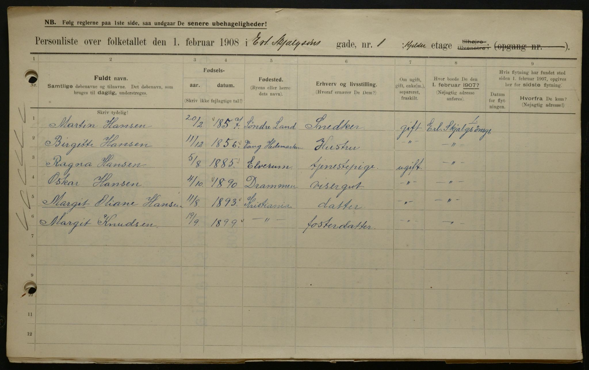 OBA, Municipal Census 1908 for Kristiania, 1908, p. 20055