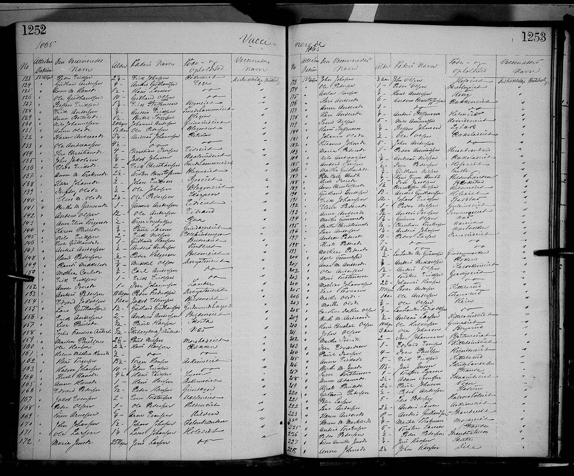 Gran prestekontor, AV/SAH-PREST-112/H/Ha/Haa/L0012: Parish register (official) no. 12, 1856-1874, p. 1252-1253