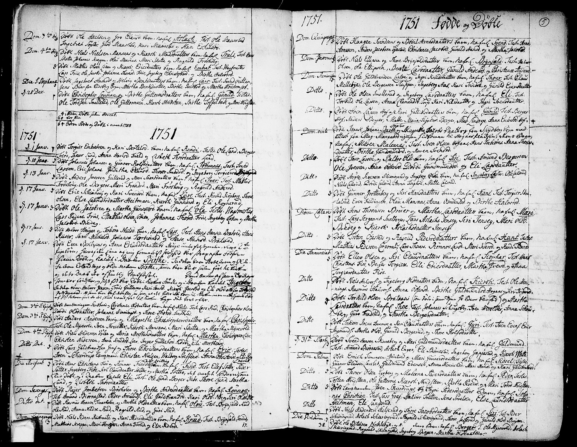 Trøgstad prestekontor Kirkebøker, SAO/A-10925/F/Fa/L0004: Parish register (official) no. I 4, 1750-1784, p. 5