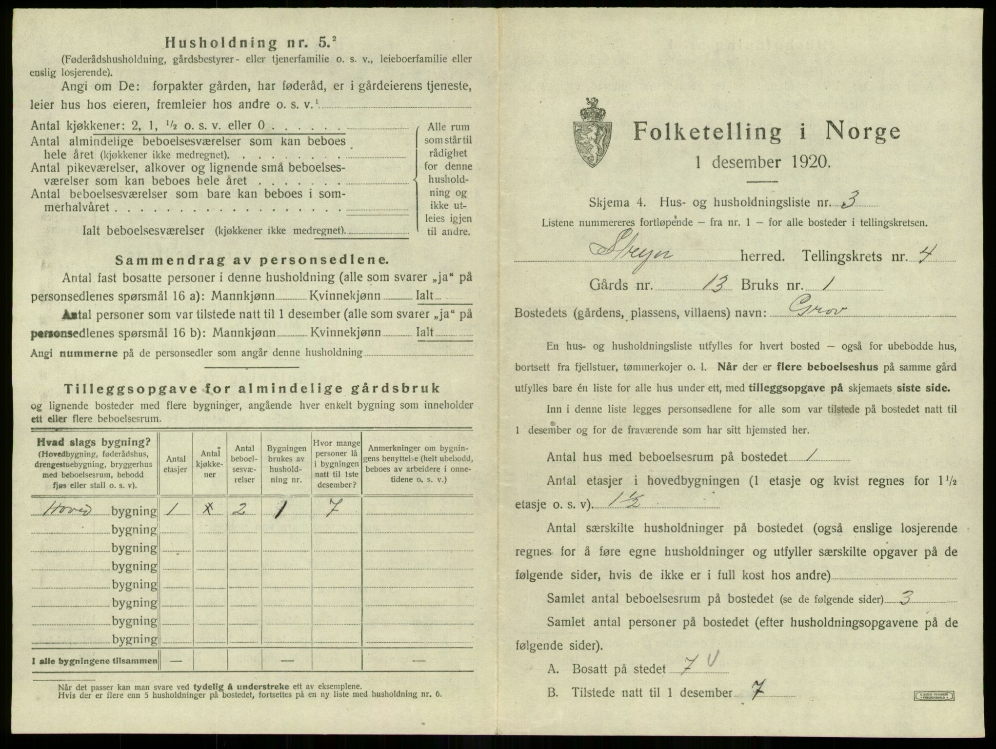 SAB, 1920 census for Stryn, 1920, p. 168