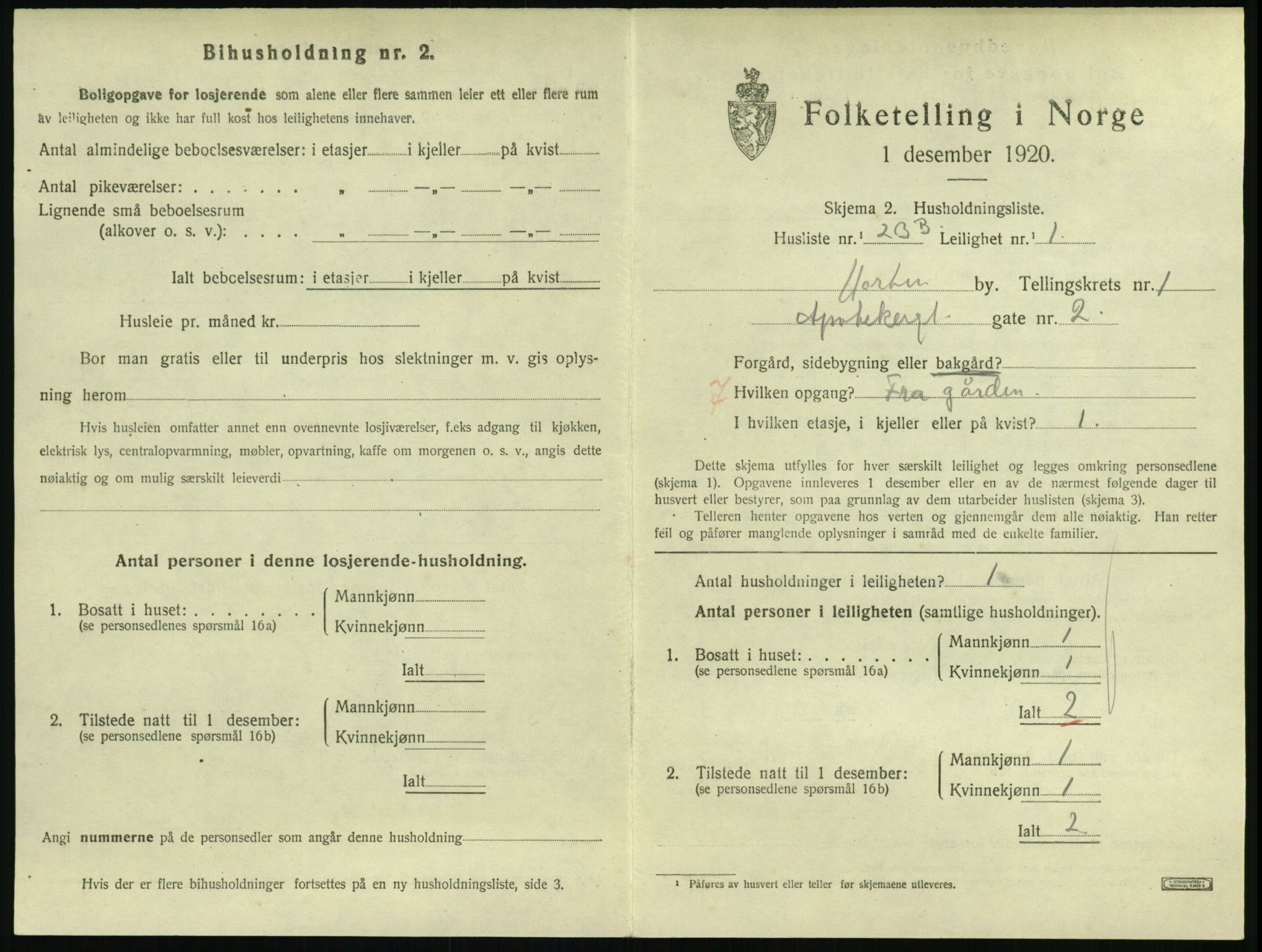 SAKO, 1920 census for Horten, 1920, p. 2999