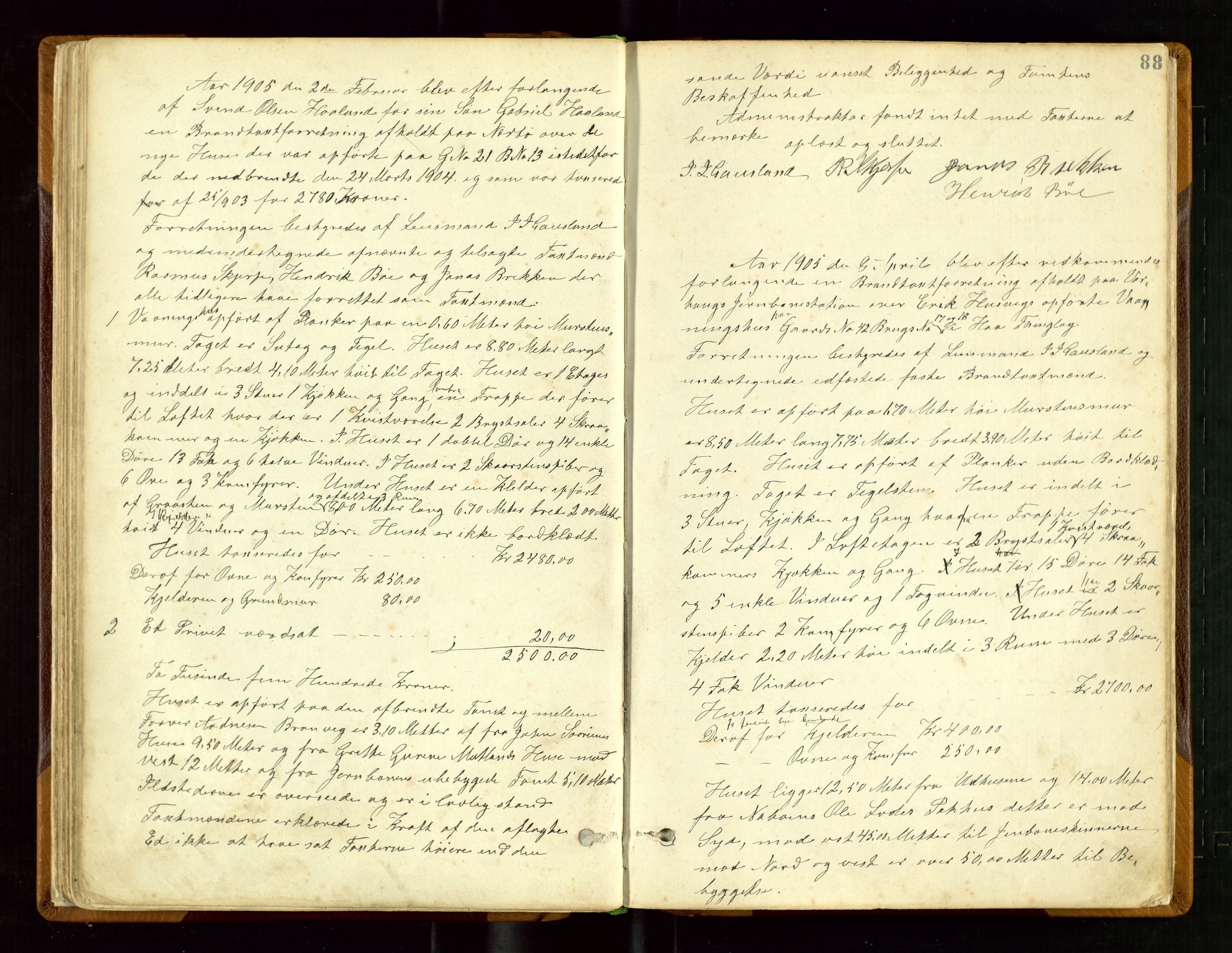 Hå lensmannskontor, AV/SAST-A-100456/Goa/L0002: Takstprotokoll, 1883-1919, p. 87b-88a