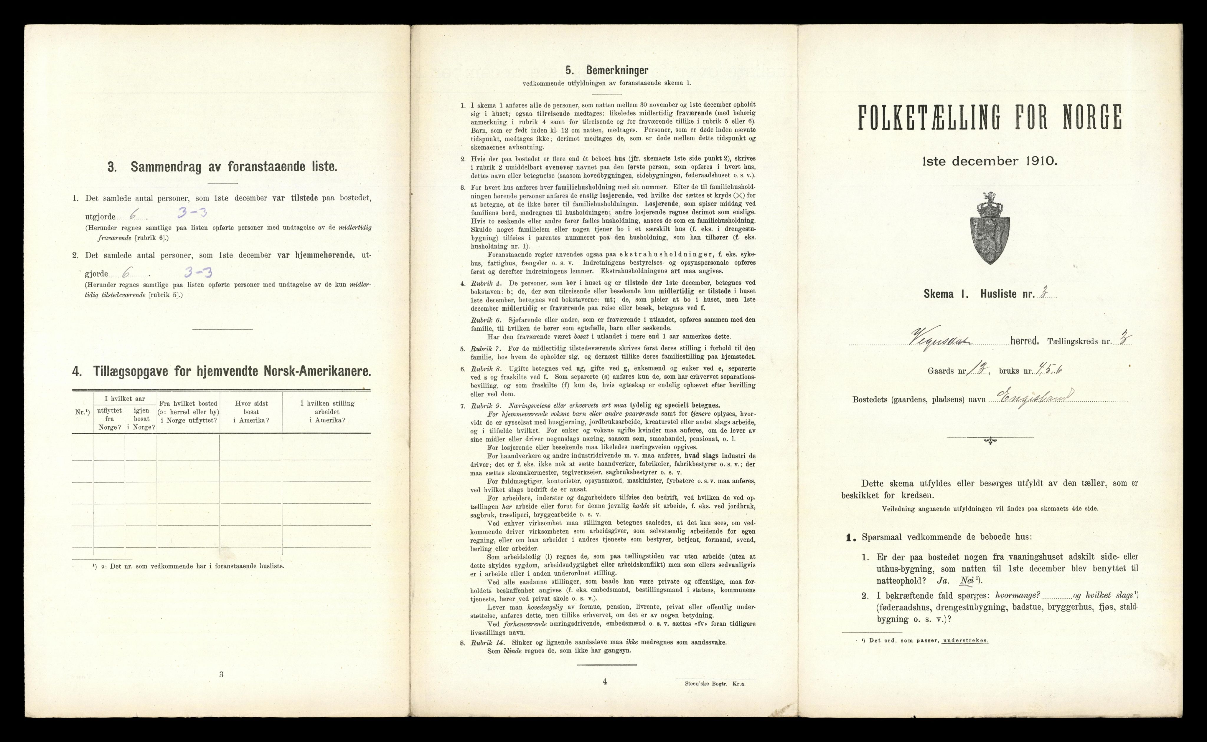 RA, 1910 census for Vegusdal, 1910, p. 145