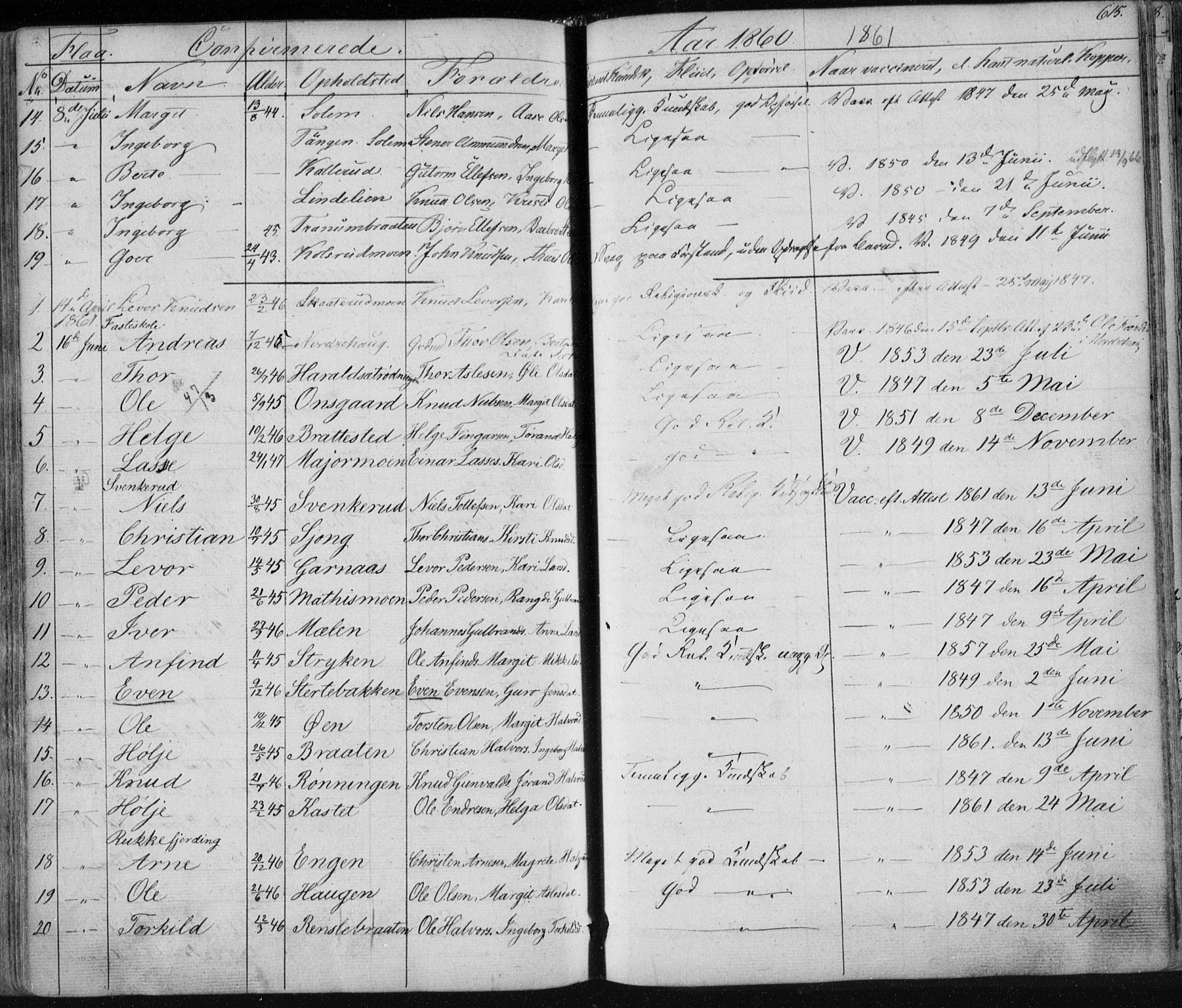 Nes kirkebøker, AV/SAKO-A-236/F/Fa/L0009: Parish register (official) no. 9, 1834-1863, p. 615